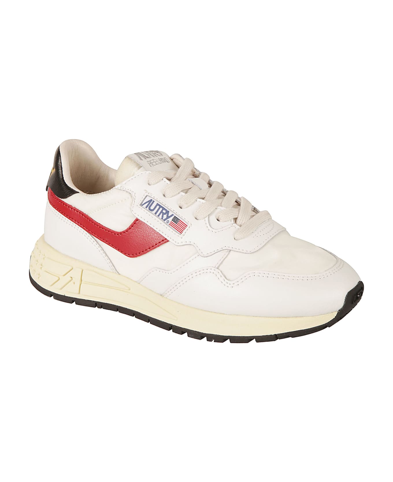 Autry Logo Patched Sneakers - White/Red