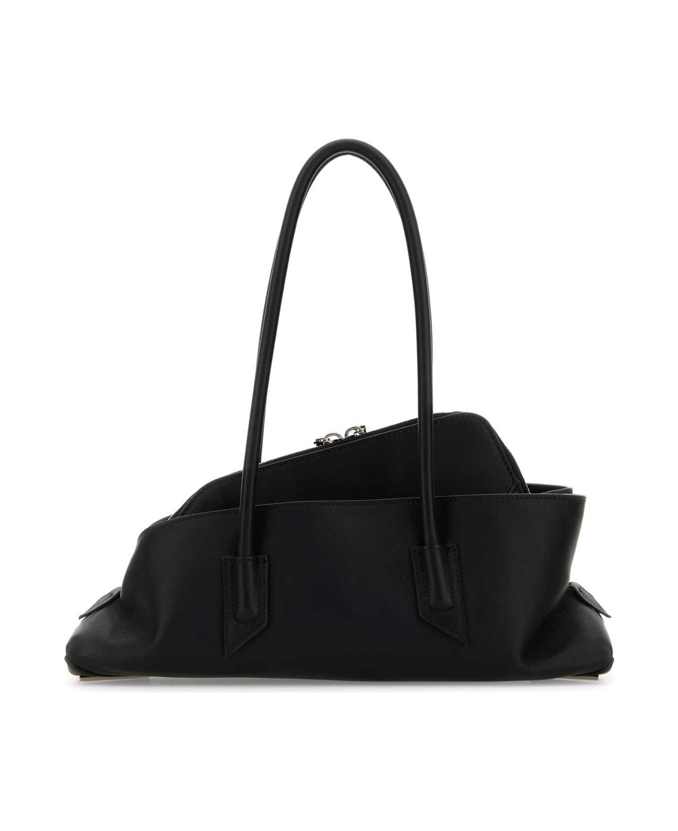 The Attico Black Leather Small La Passeggiata Shoulder Bag - Black