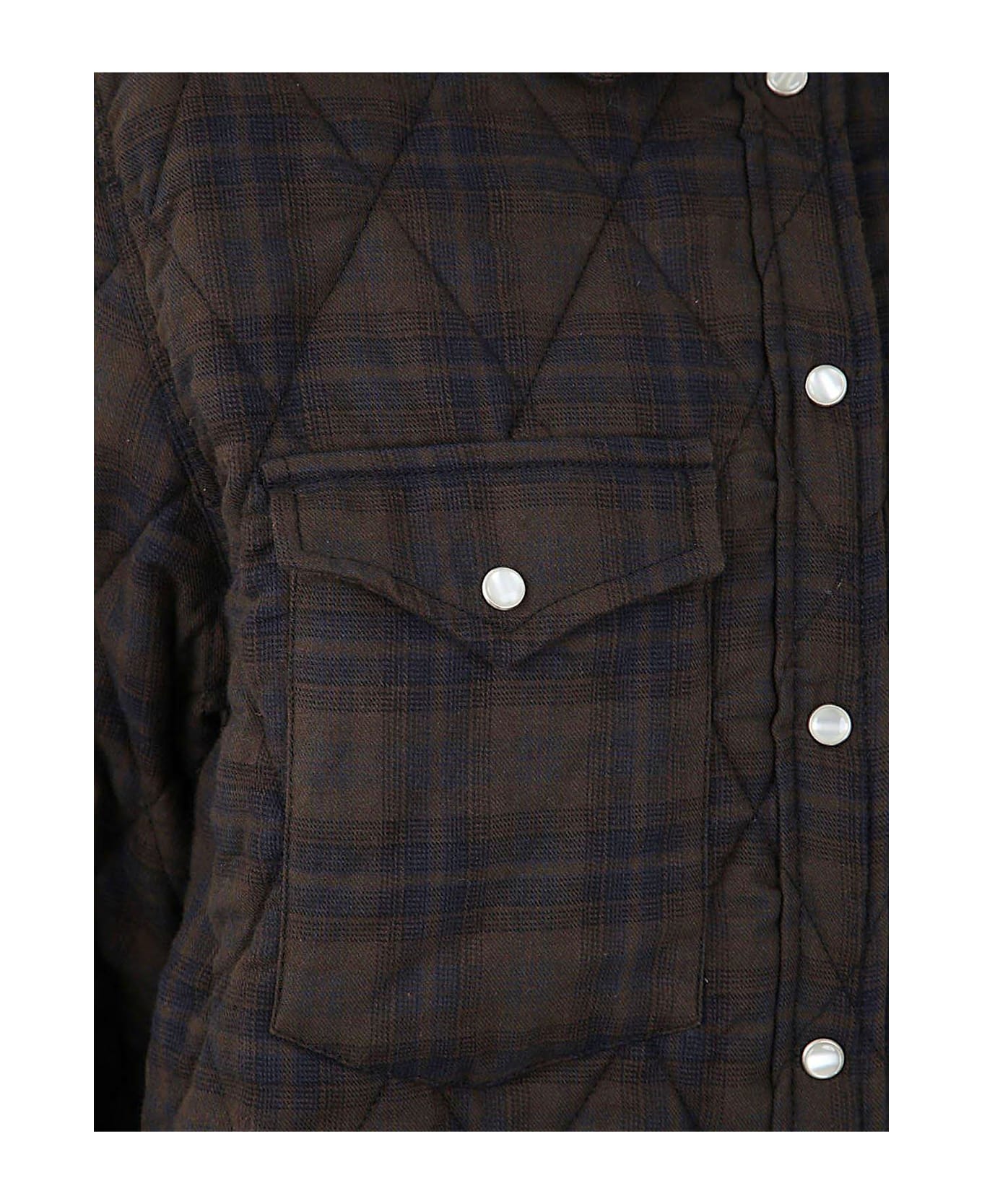 Marant Étoile Quilted Checked Button-up Shirt - Kaki