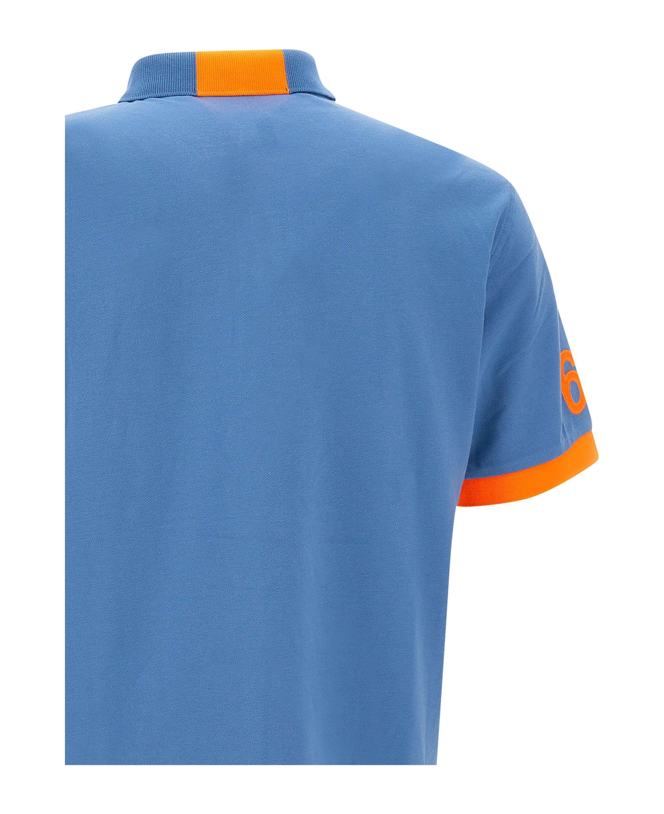 Sun 68 'fluo Logo' Cotton Polo Shirt - Blu ポロシャツ