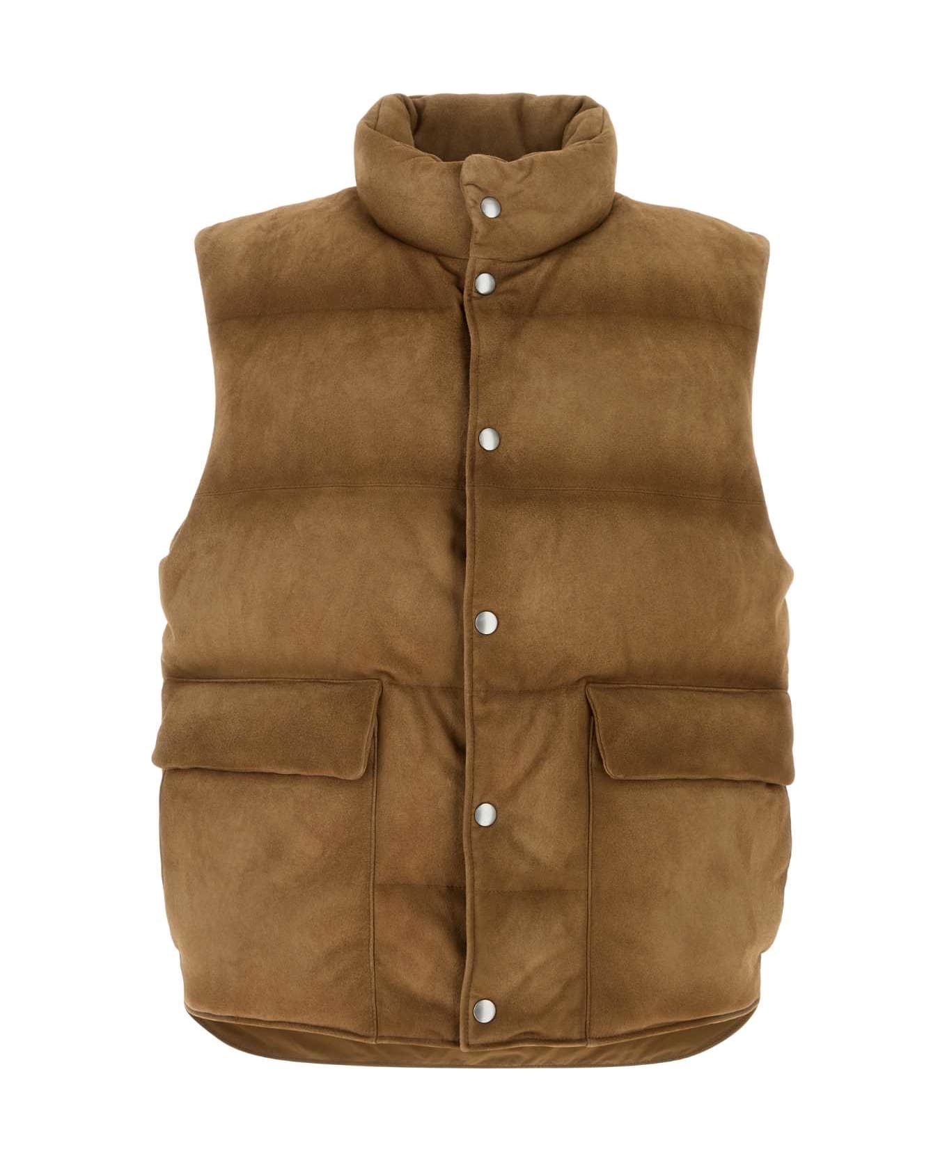 Prada Biscuit Suede Sleeveless Down Jacket - SIGARO ダウンジャケット