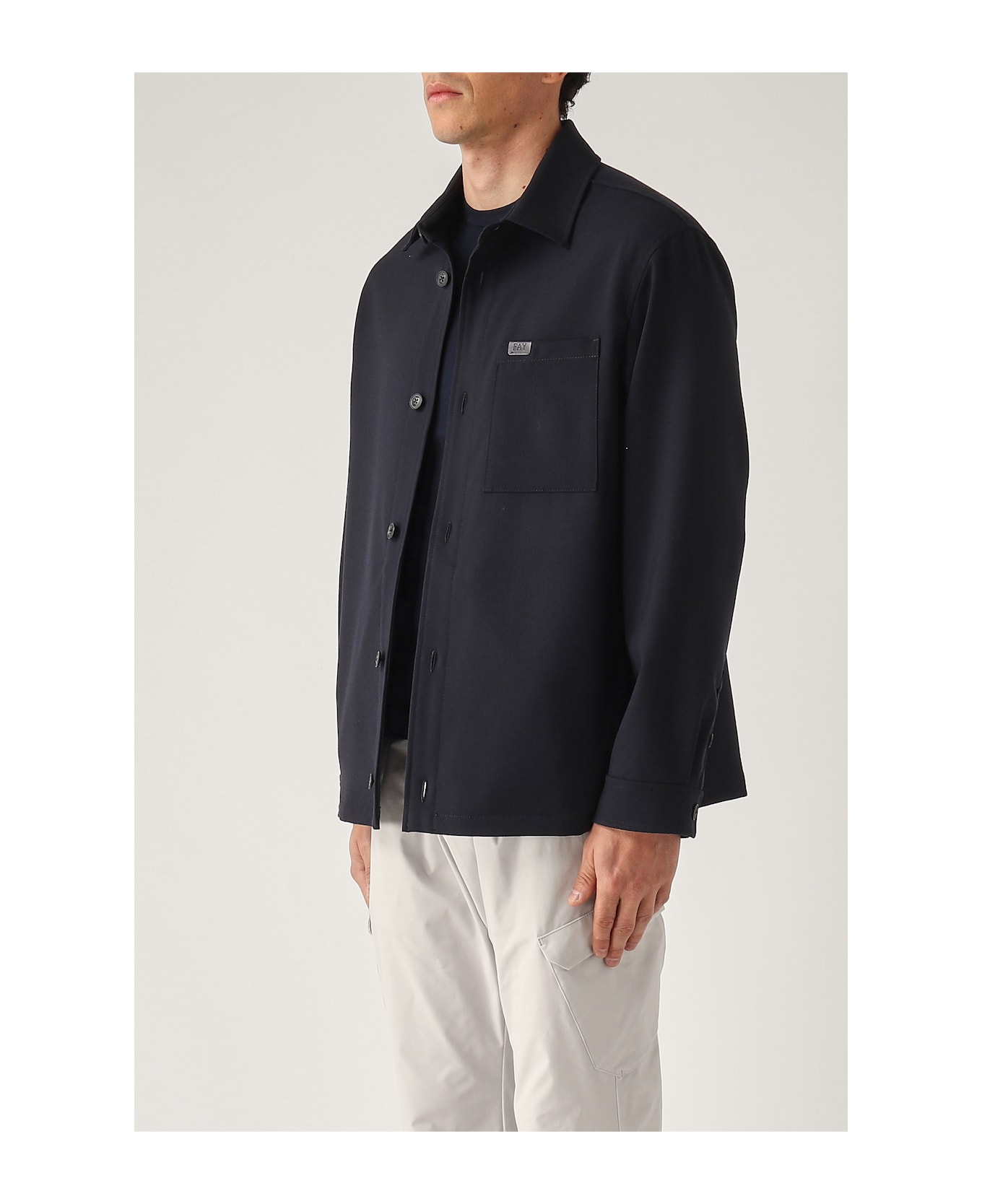 Fay Overshirt In Tela Di Lana Jacket - NAVY