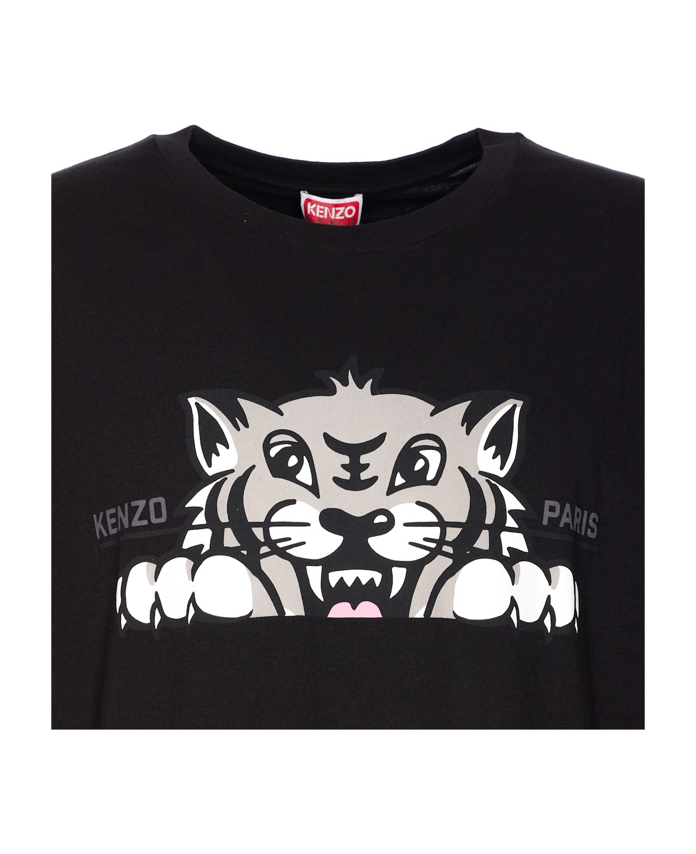 Kenzo Happy Tiger Embroidered Oversize T-shirt - Black