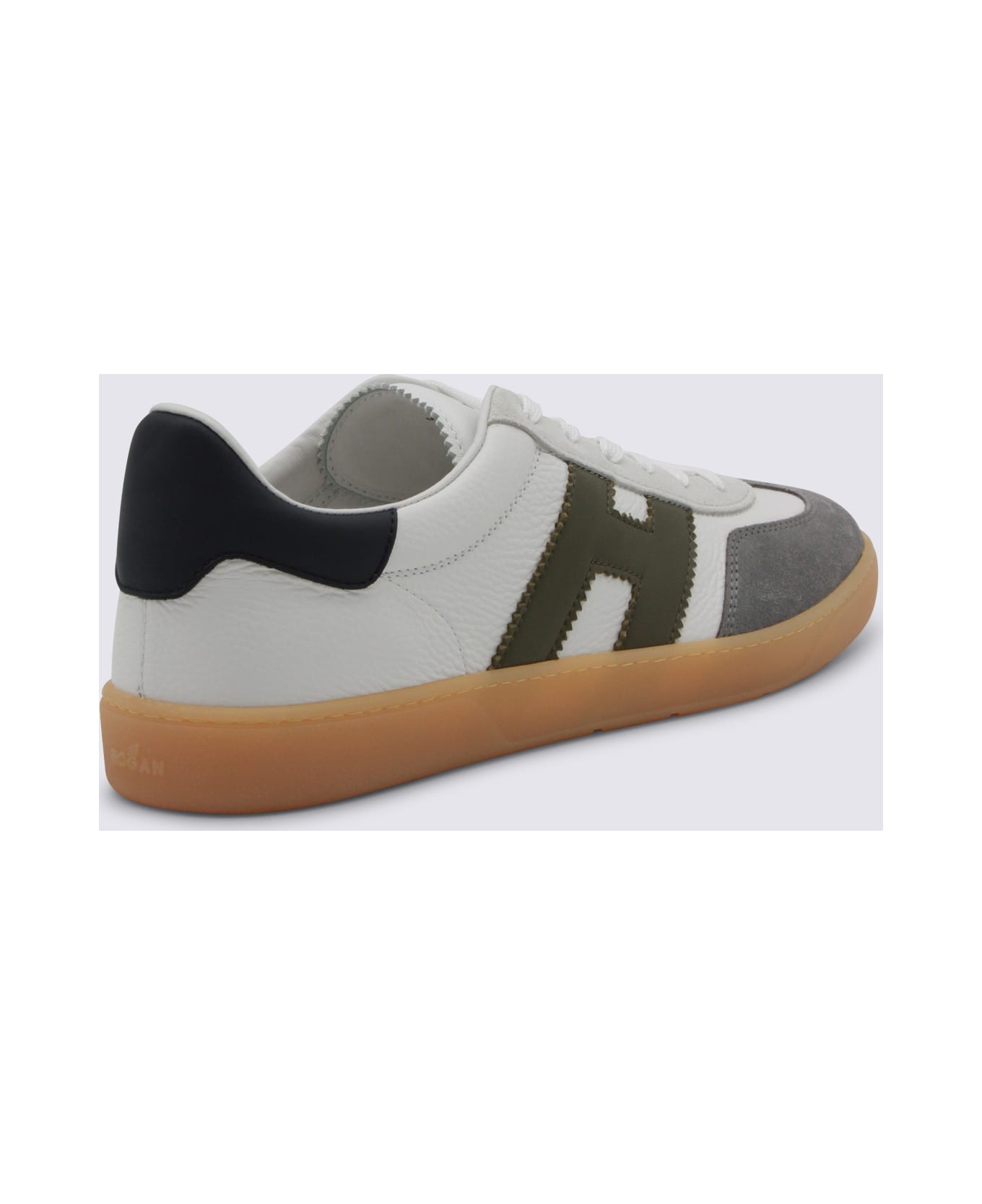 Hogan White Leather Sneakers - BIANCO-OLIVA-NAVY