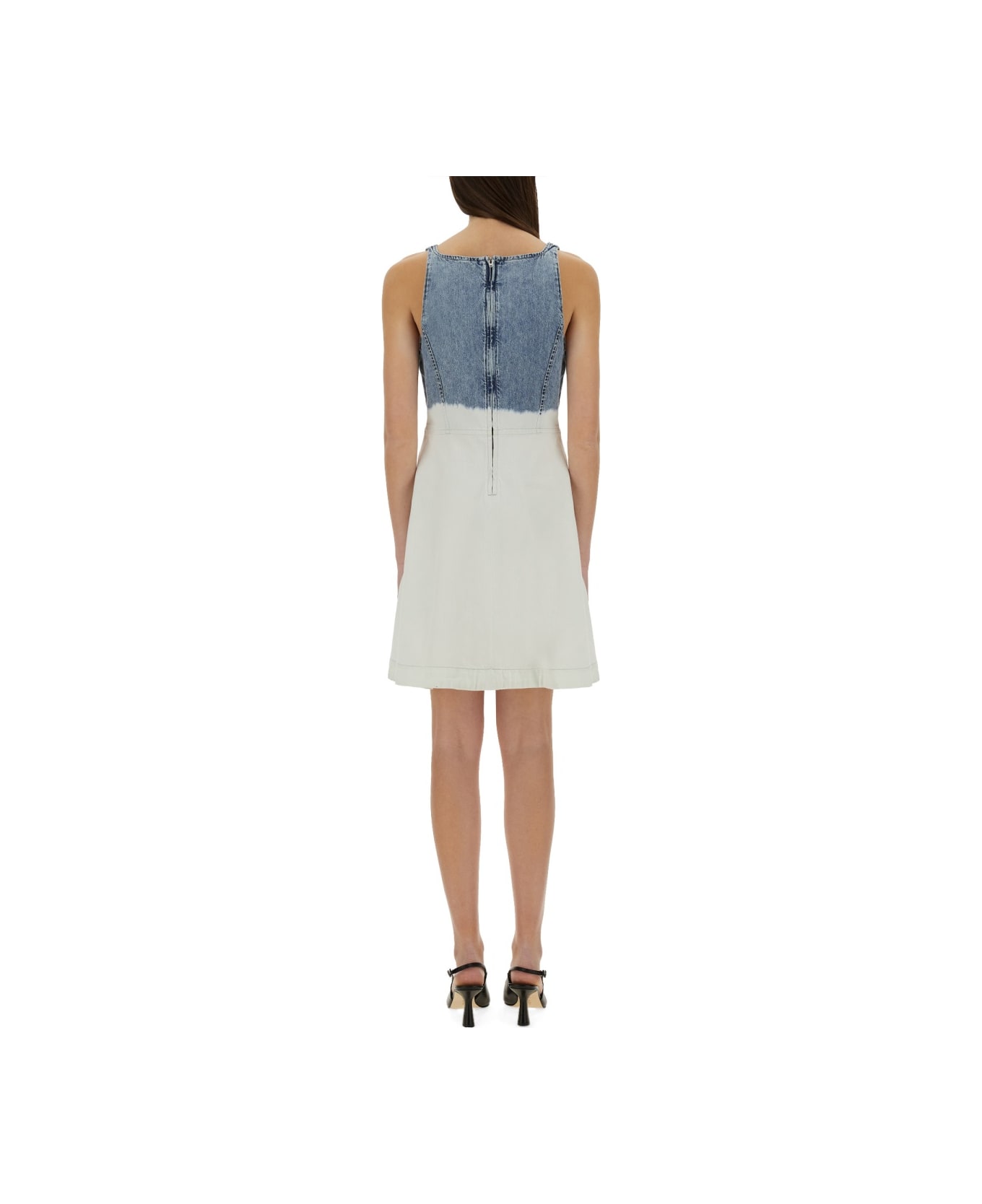M05CH1N0 Jeans Two-tone Denim Dress - WHITE