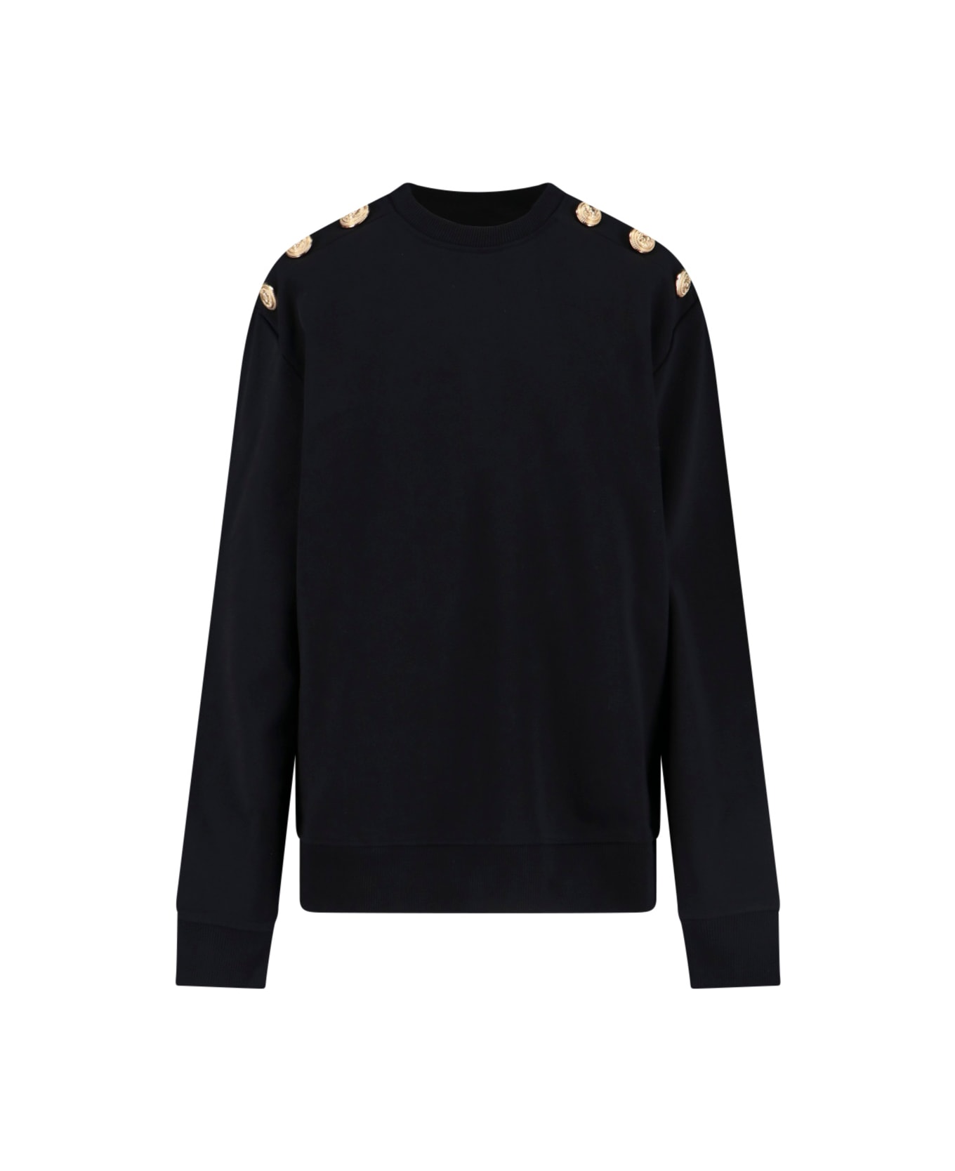 Balmain Crewneck Sweatshirt With Decorative Buttons - Black  