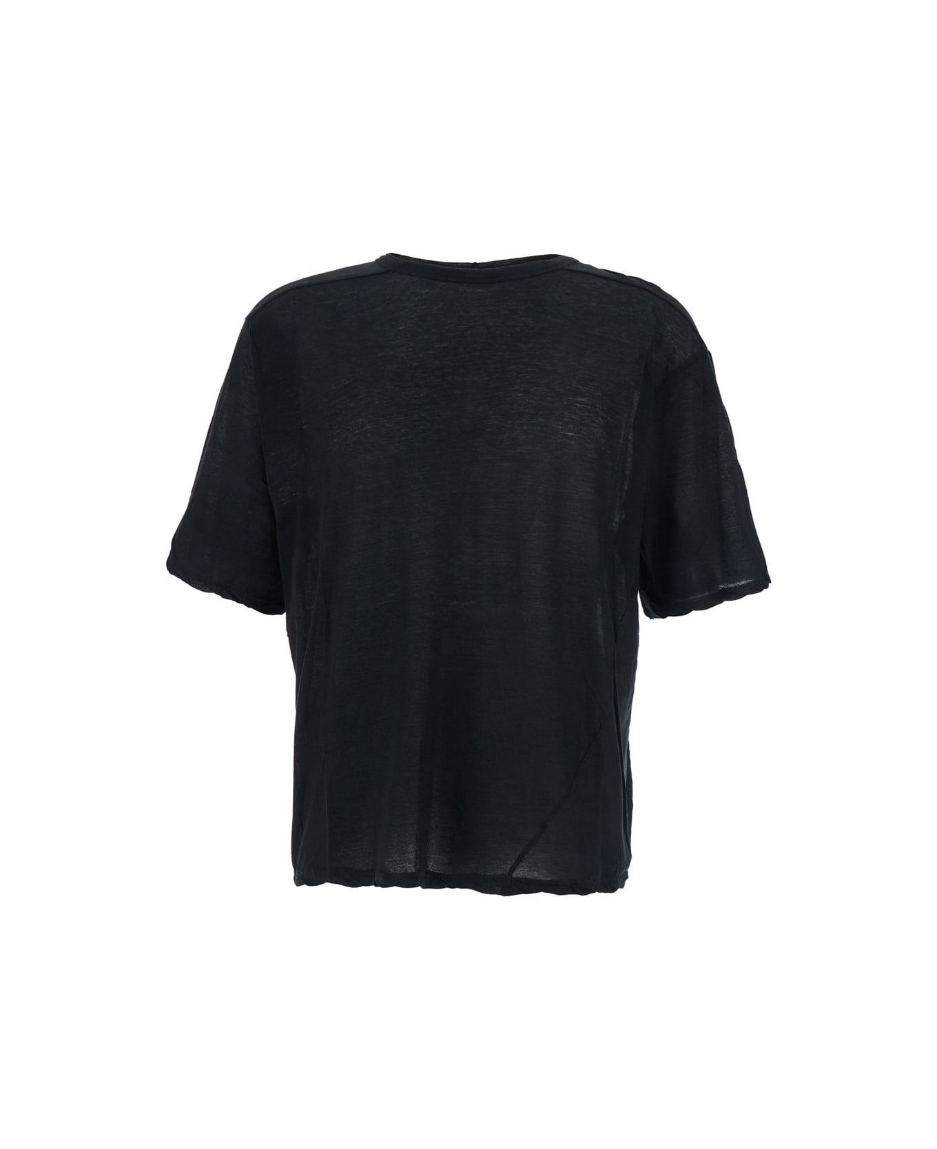 Rick Owens 
brad
 Black Crewneck T-shirt With Rear Stitching In Cotton Man - Black