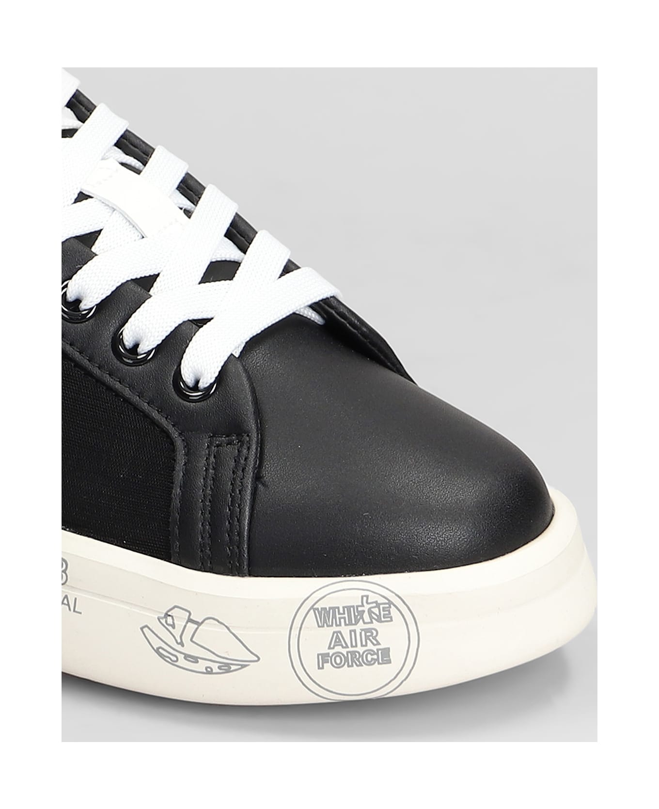 Premiata Belle Sneakers In Black Leather And Fabric - black