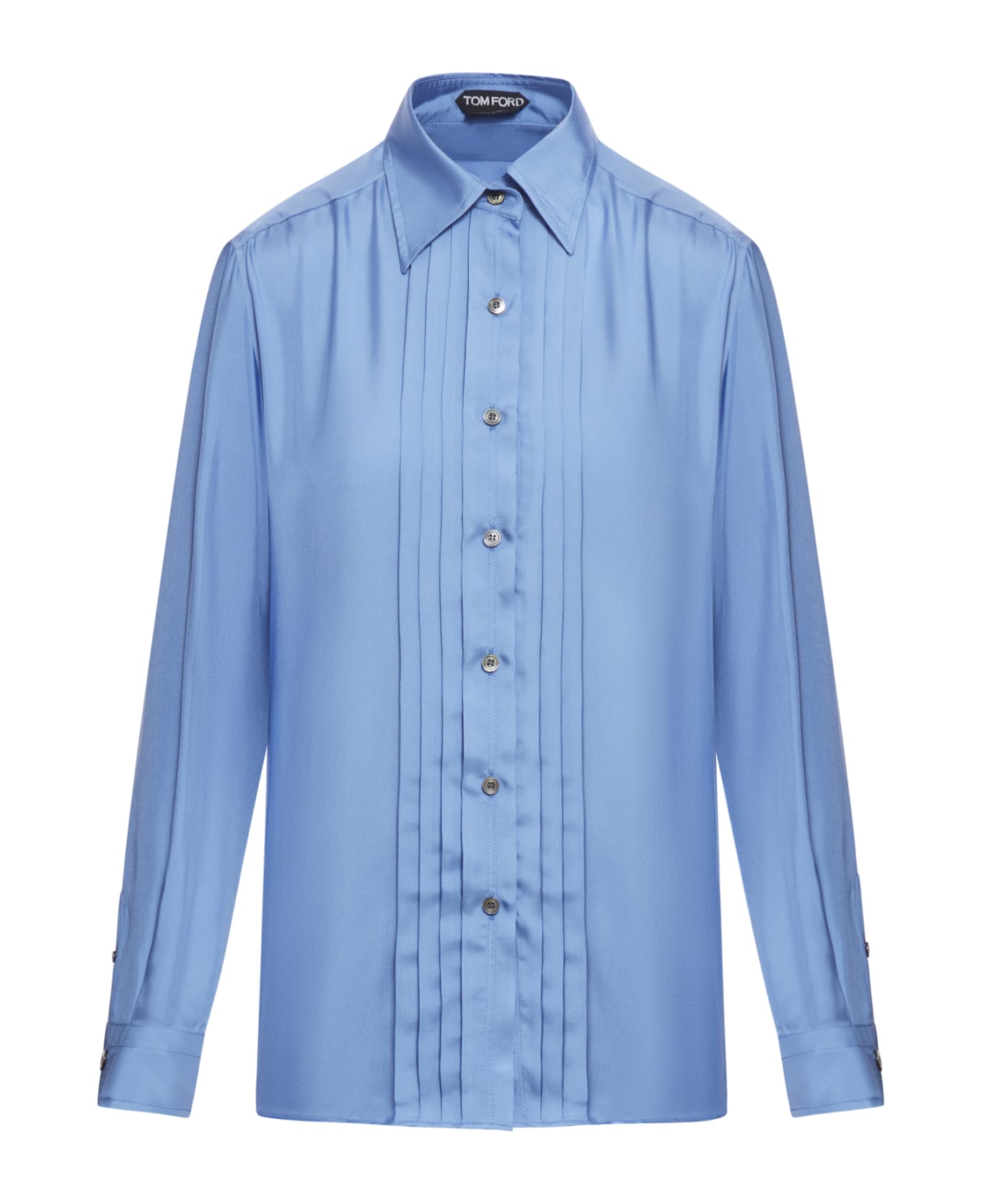Tom Ford Fluid Viscose Silk Twill Shirt - Stone Blue