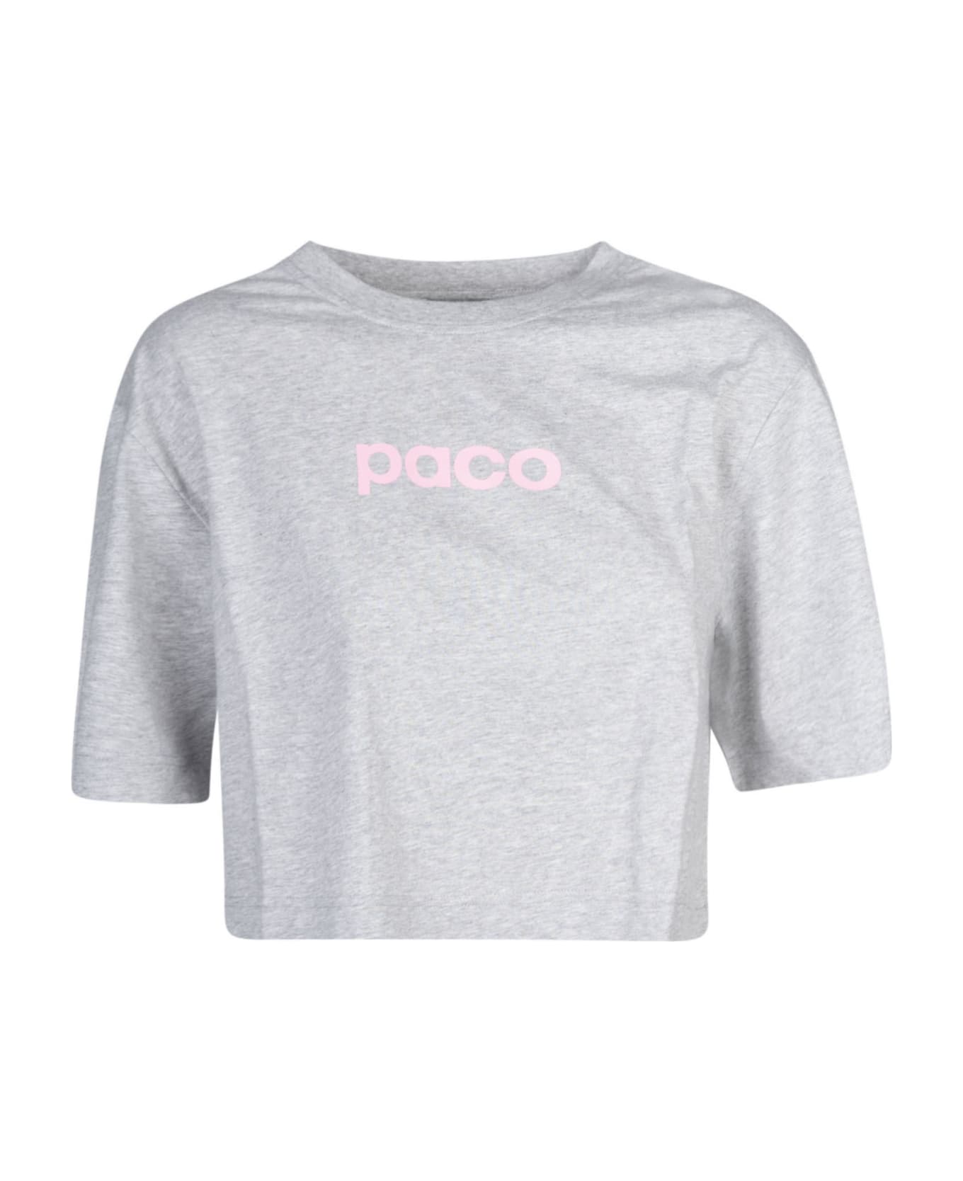 Paco Rabanne Logo Print Cropped T-shirt - Grey
