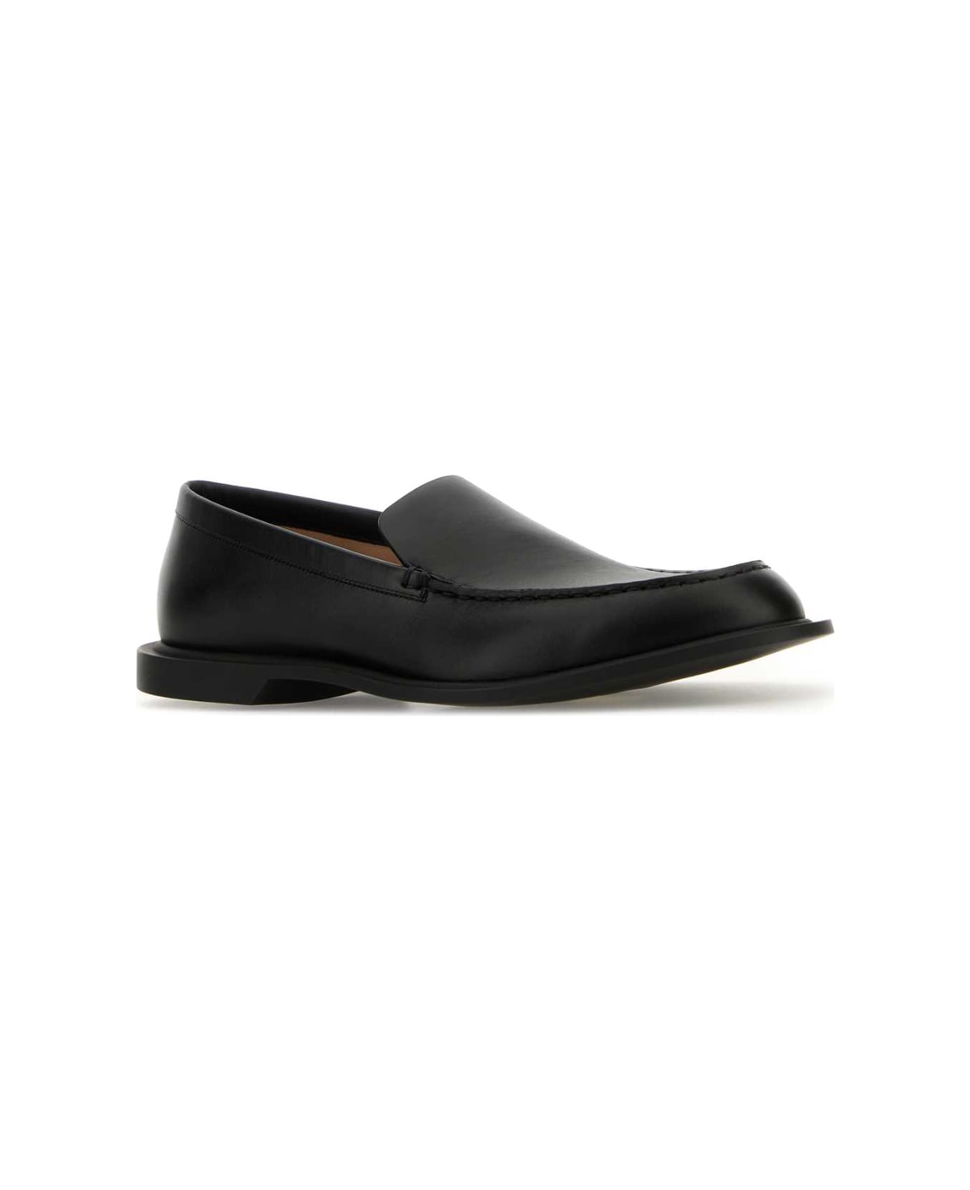 The Row Black Leather Nic Loafers - Black