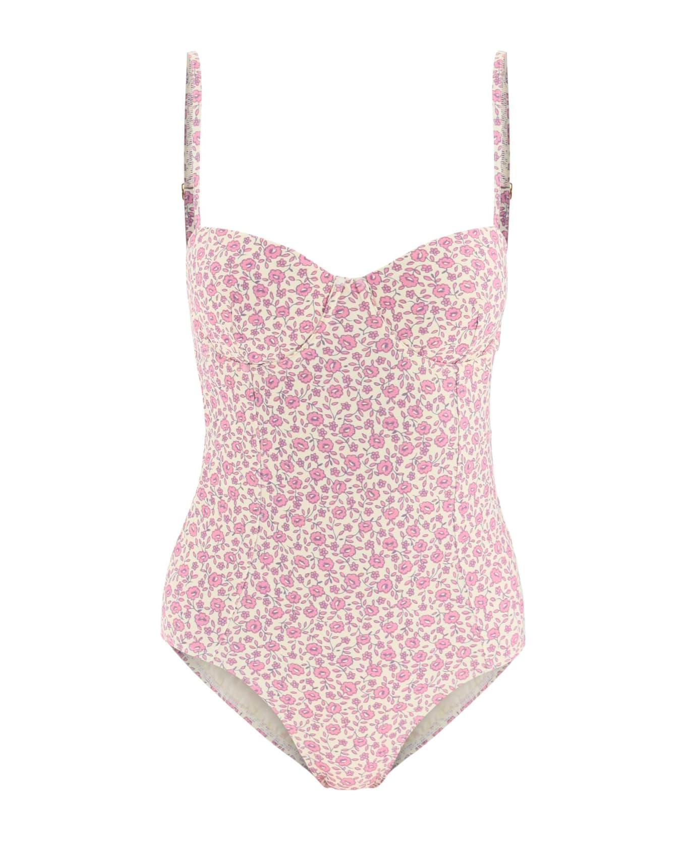 Tory Burch Floral One-piece Swimsuit - PINK TONAL DITSY (Beige)