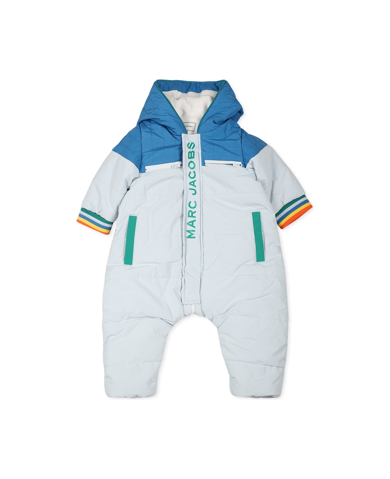 Marc Jacobs Light Blue Down Jacket For Baby Boy With Logo - Light Blue