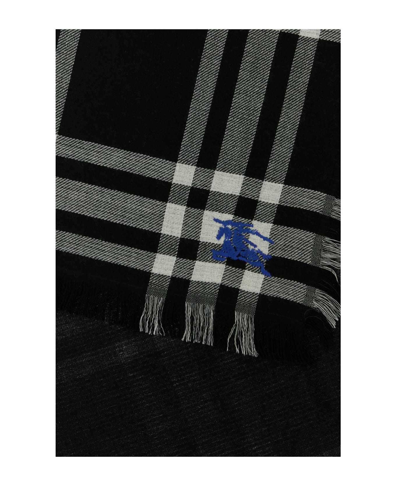 Burberry Embroidered Wool Blend Scarf - BLACK スカーフ＆ストール