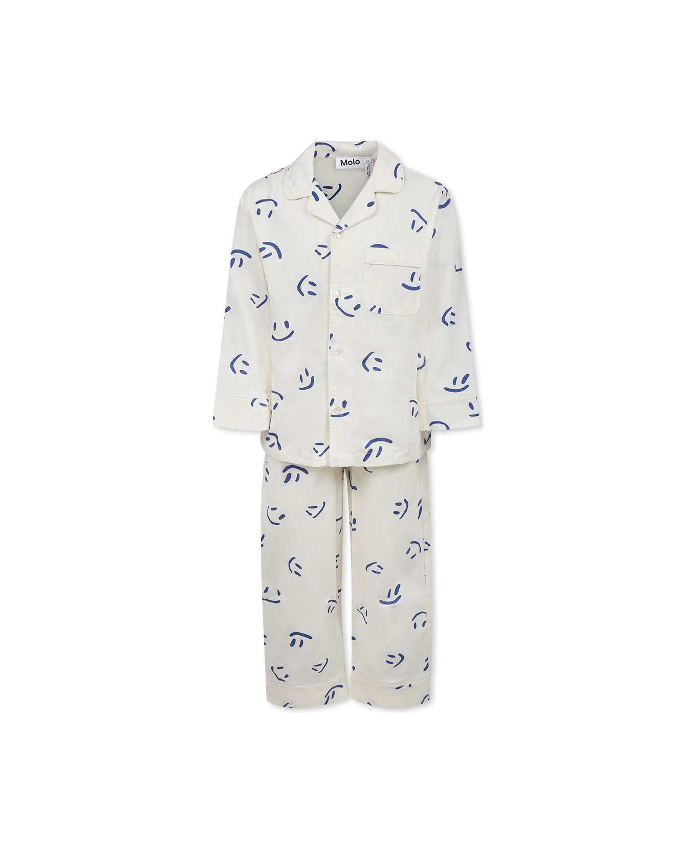Molo Ivory Pyjamas For Kids With Smiley - Ivory