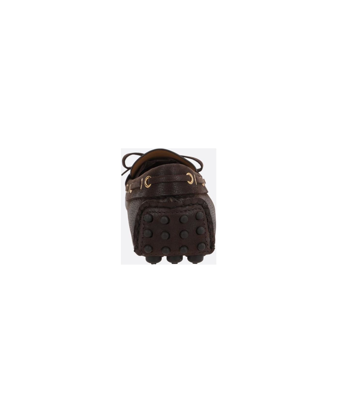 Car Shoe Grainy Leather Driving Loafers - BROWN