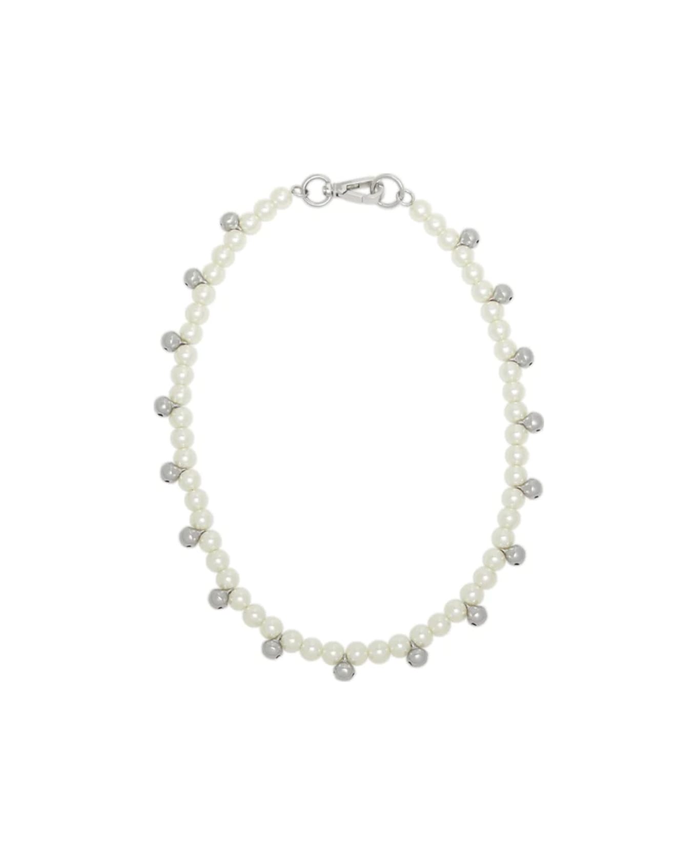 Simone Rocha Bell Charm And Pearl Necklace - Pearl
