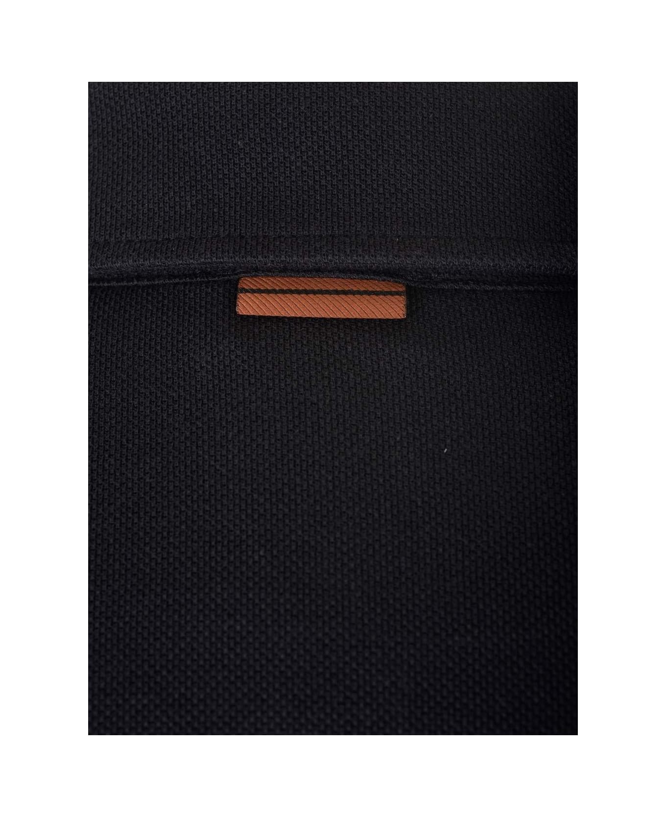 Zegna Short Sleeved Button-detailed Polo Shirt - NAVY