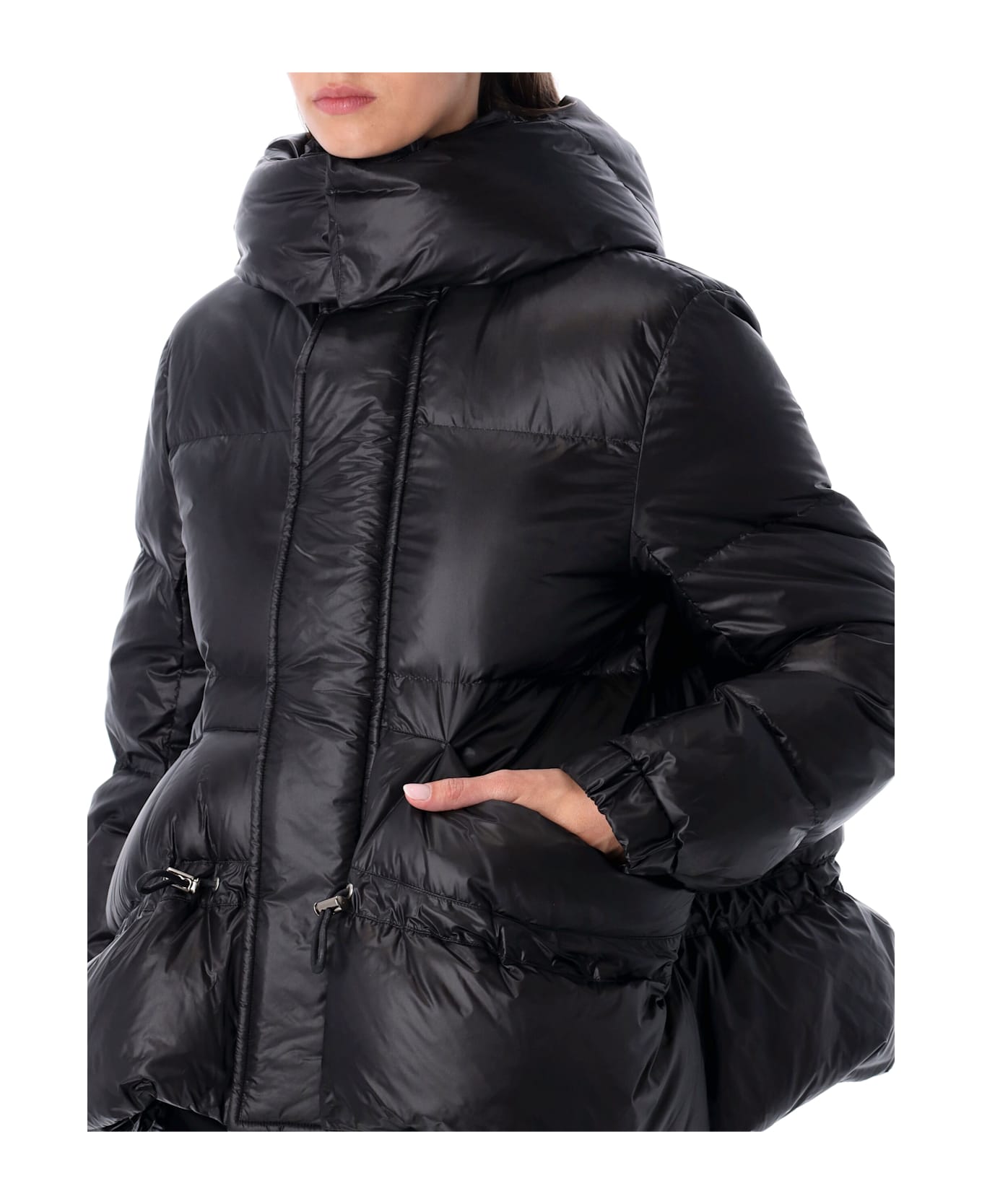 Sacai Black Hooded Short Padded Puffer Jacket - BLACK
