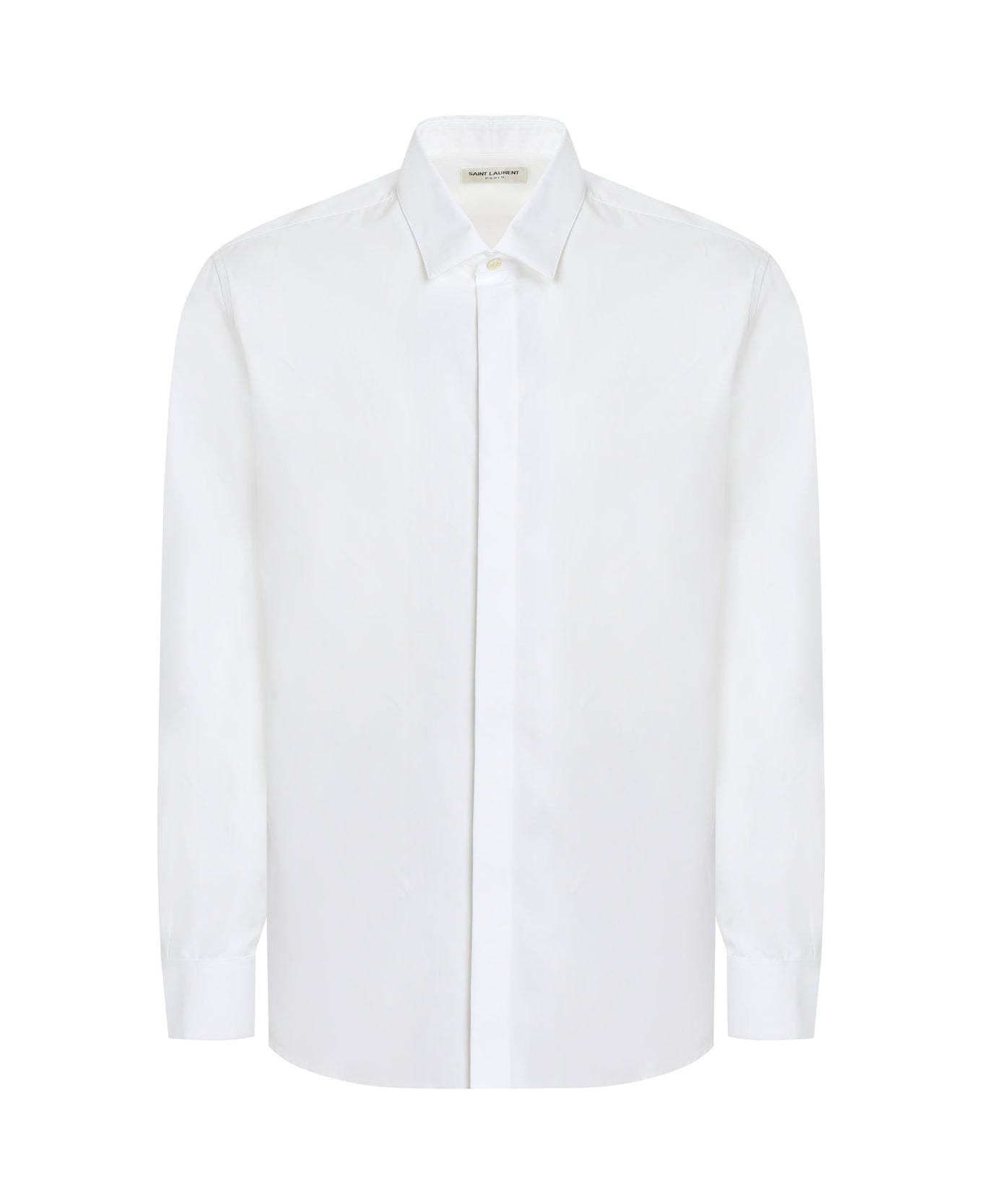 Saint Laurent Straight Hem Buttoned Shirt - WHITE