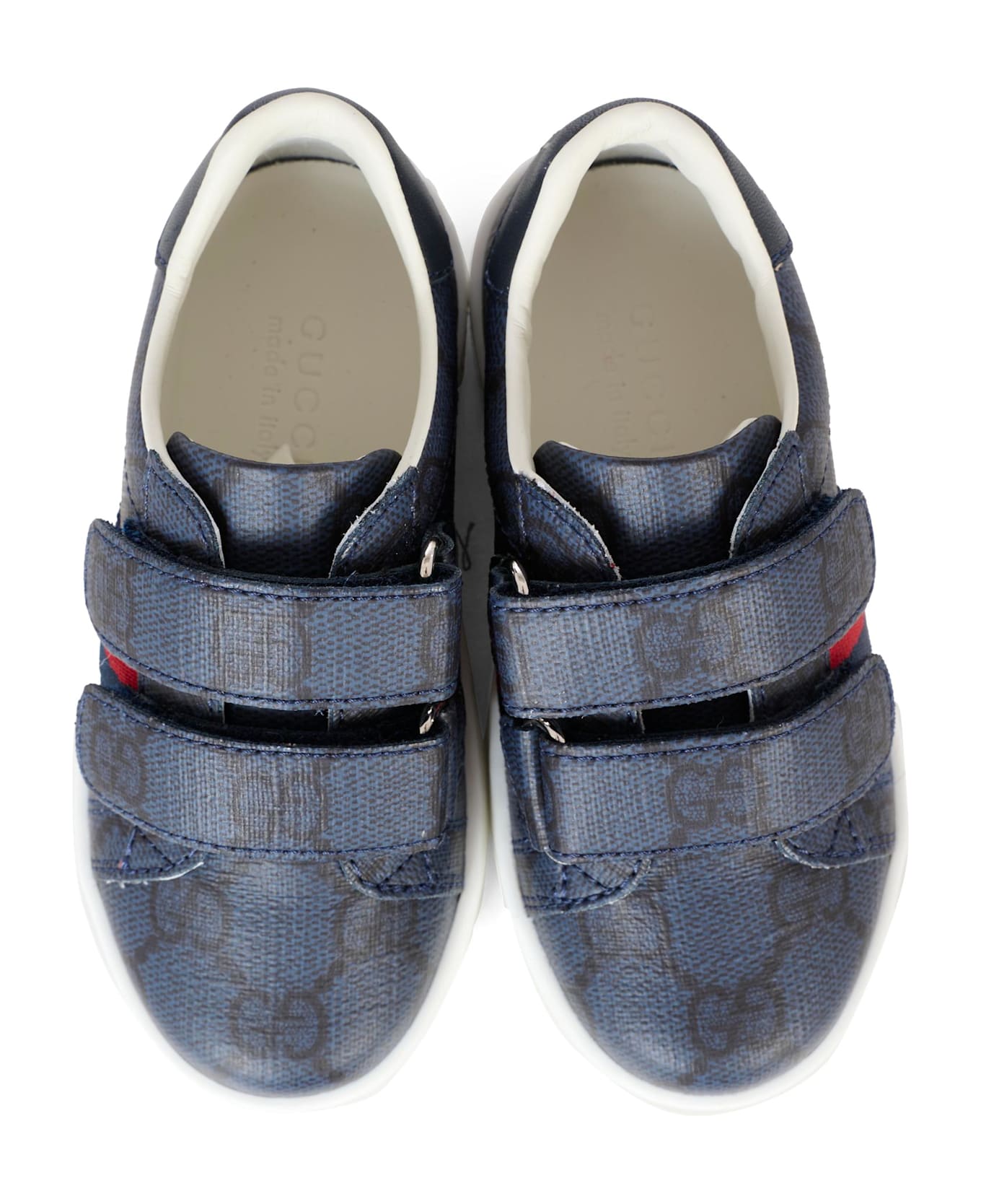 Gucci Blue Ace Sneakers For Kids With Web Detail - Blue