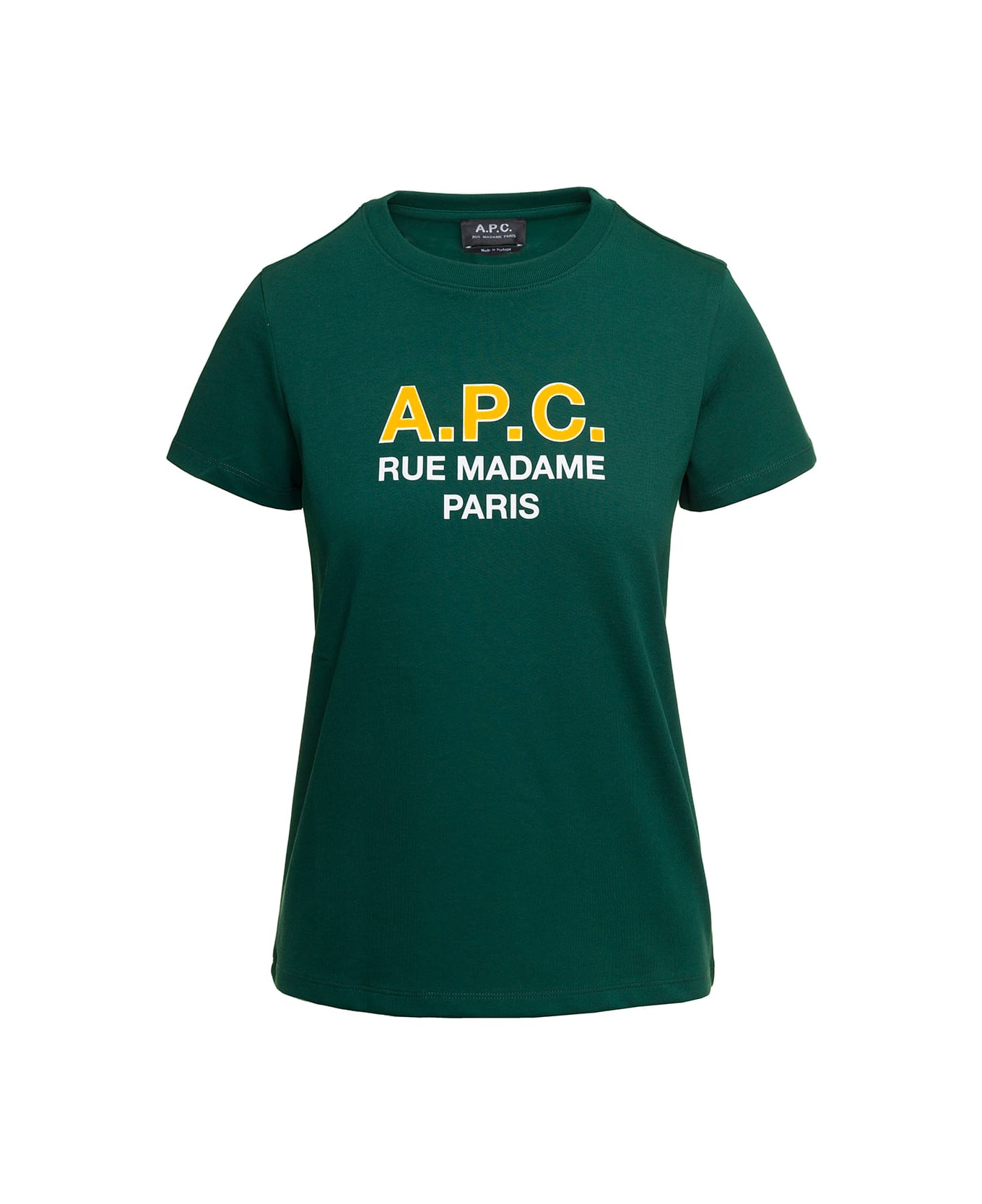 A.P.C. Crewneck T-shirt With Front Logo Print - Green