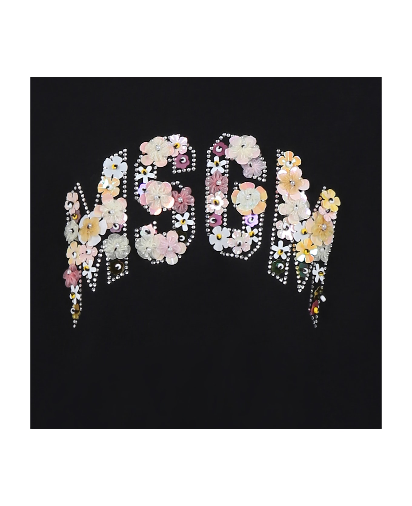 MSGM Black T-shirt For Girl With Logo - Black