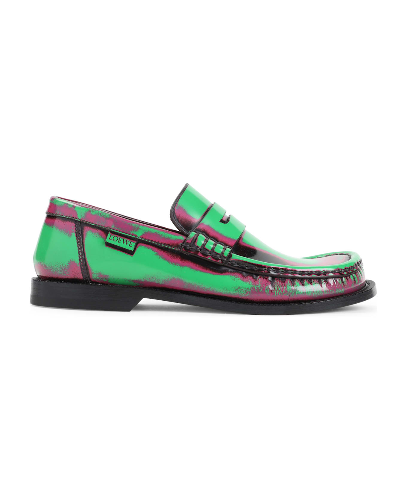 Loewe Campo Brushed Loafers - Green Pink Burgundy