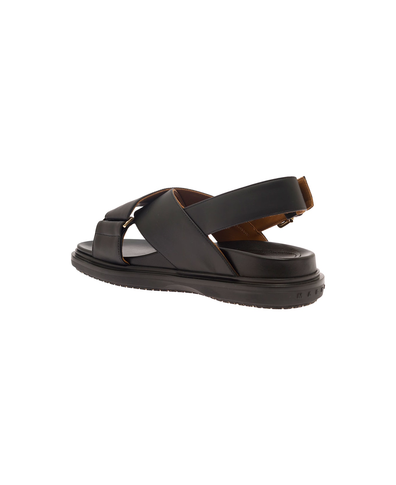 Marni Black Criss-cross Sandals In Smooth Leather Woman - Black