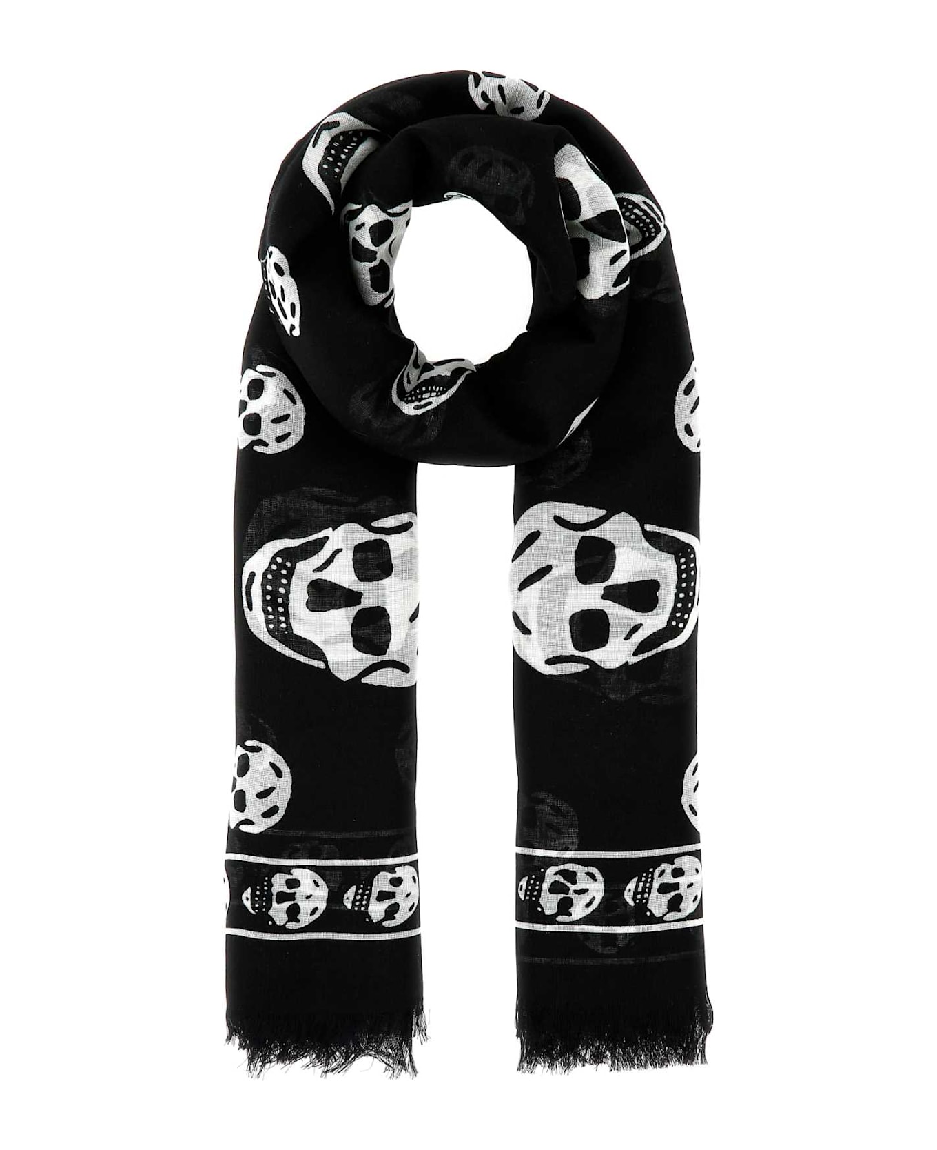 Alexander McQueen Printed Chiffon Foulard - BLACKIVORY