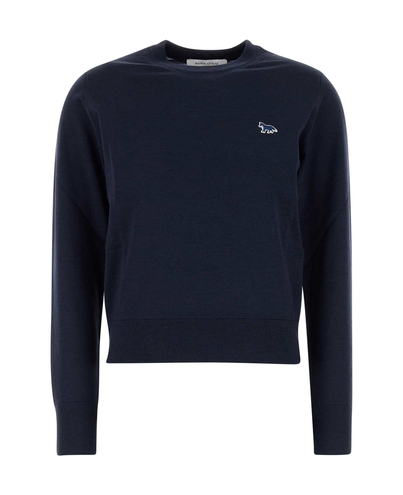 Maison Kitsuné Navy Blue Wool Sweater - DEEPNAVY