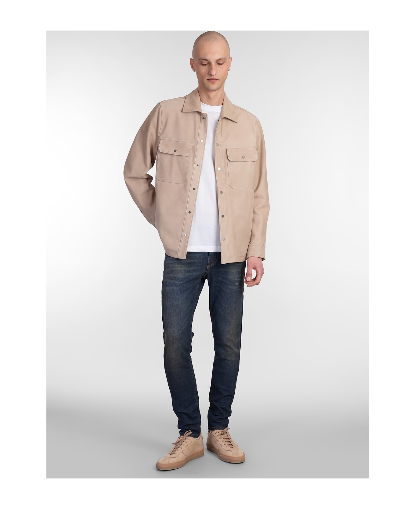 Salvatore Santoro Leather Jacket In Beige Leather - beige