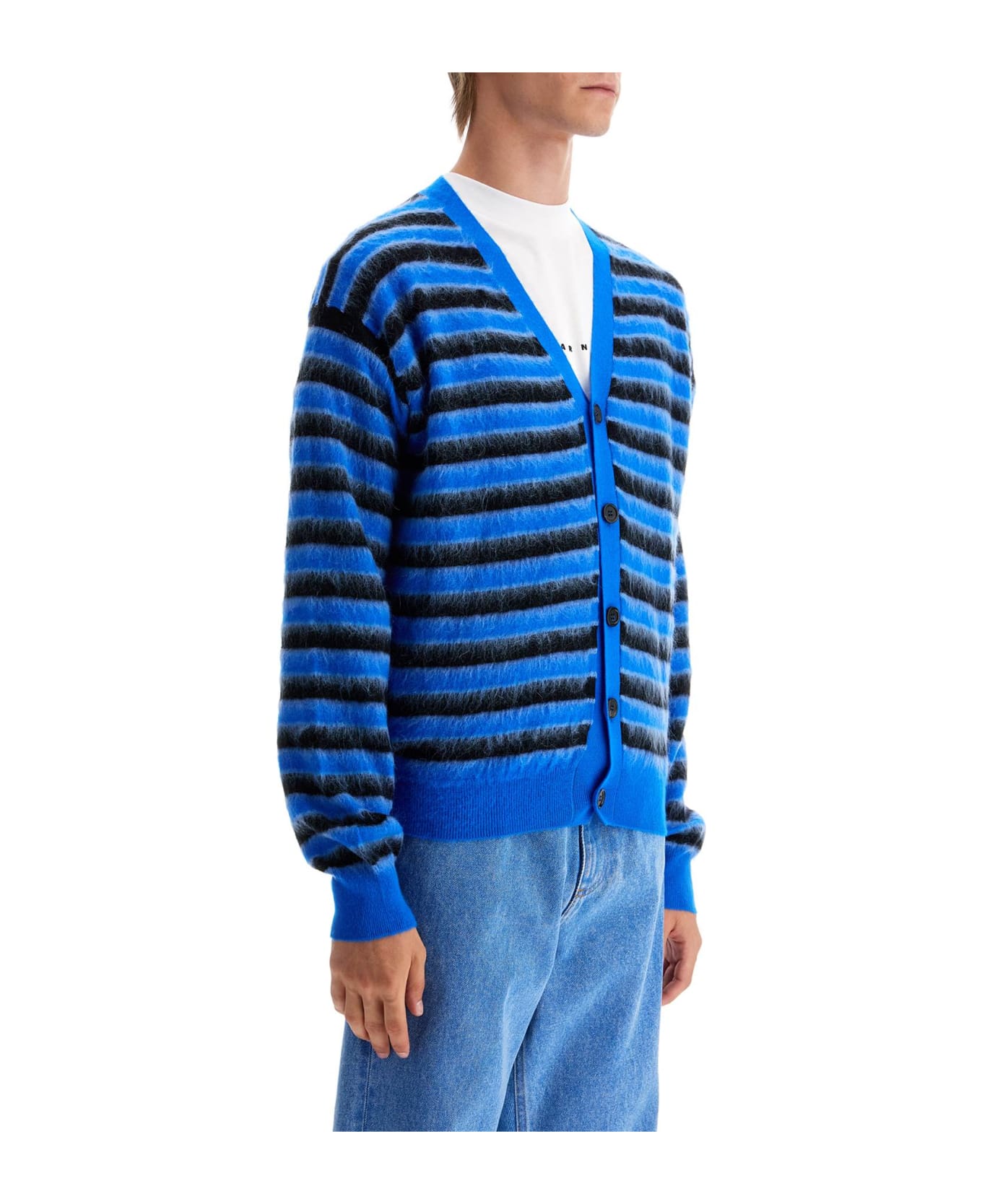 Marni Blue And Black Wool Knitwear - Mazarine Blue