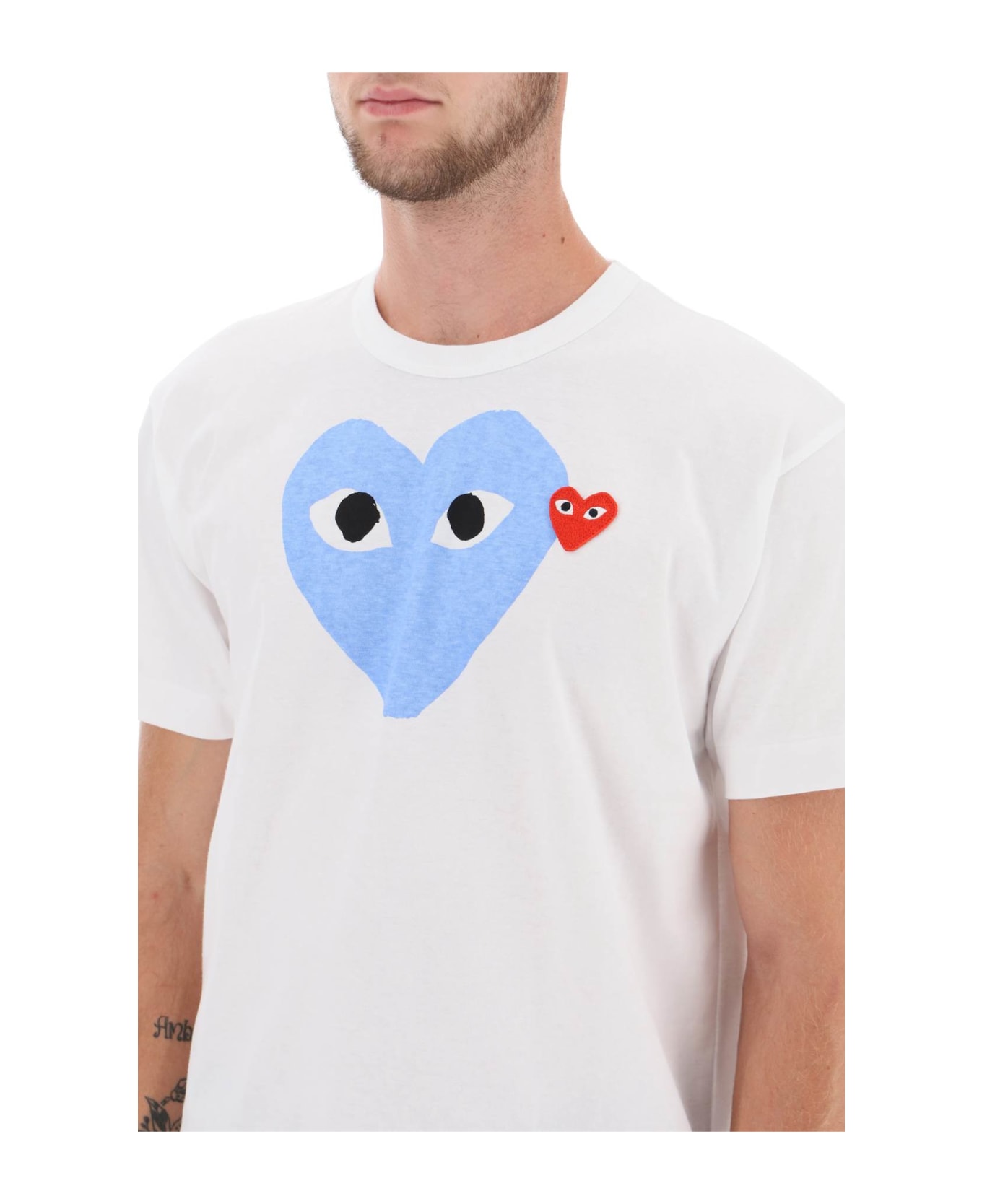 Comme des Garçons Play Heart Print Unisex T-shirt - BLUE (White)