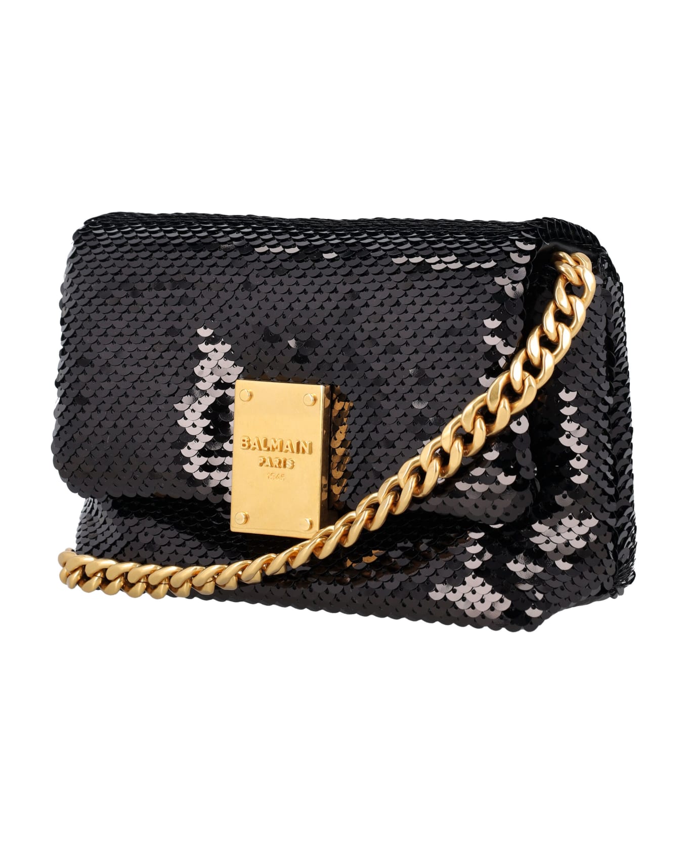 Balmain 1945 Sequin Mini Bag - BLACK