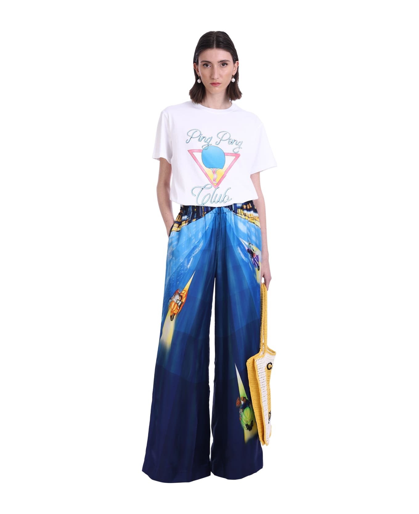 Casablanca Pants In Blue Silk - blue