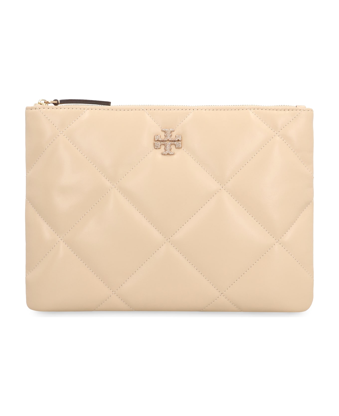 Tory Burch Kira Leather Clutch - panna