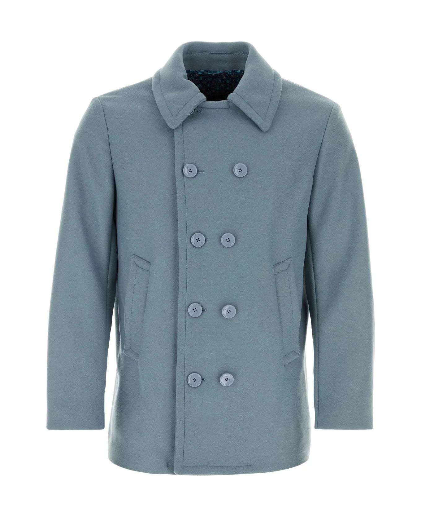 Etro Powder Blue Wool Blend Coat