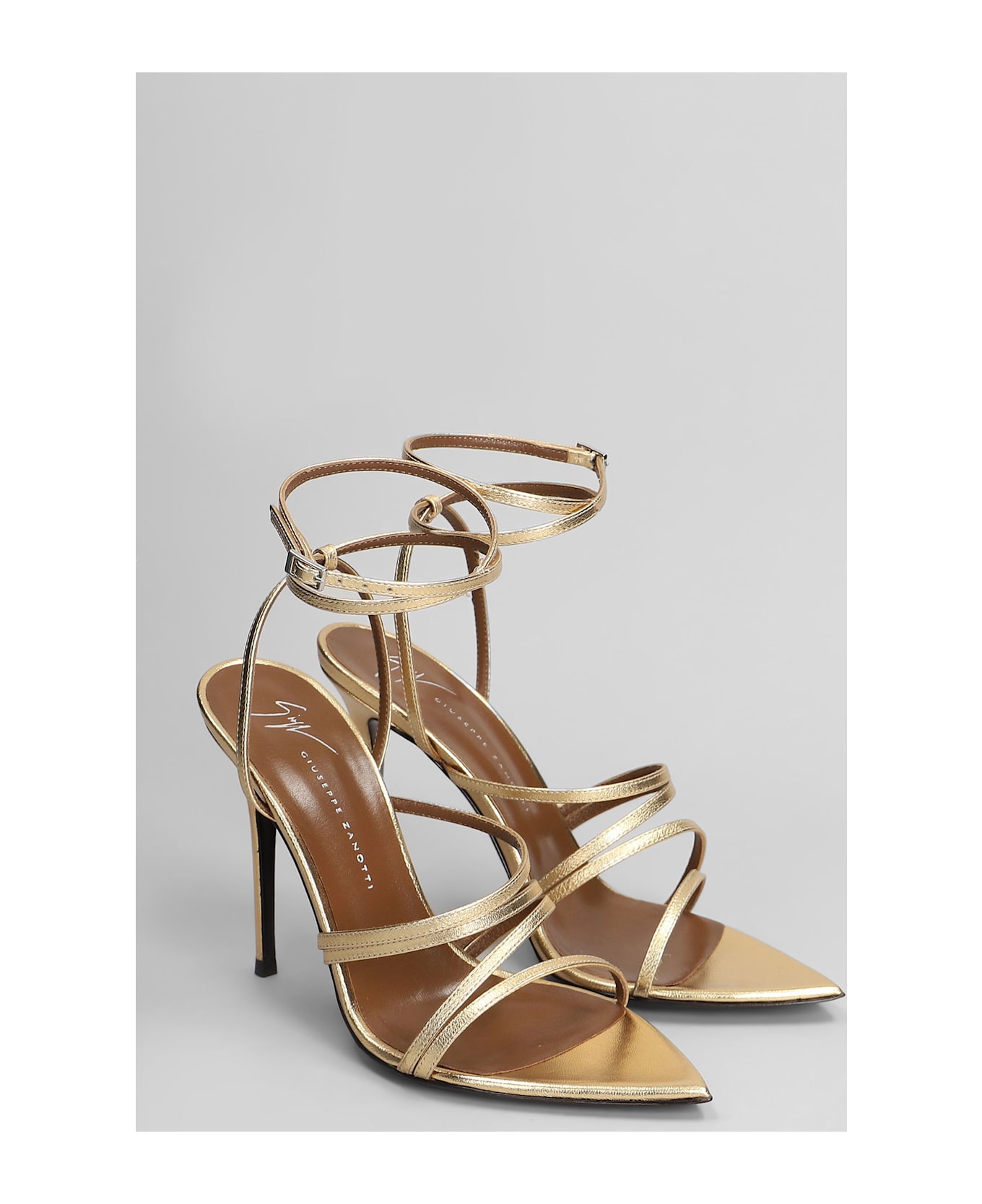 Giuseppe Zanotti Intrigo Strap 105 Sandals In Gold Leather - gold