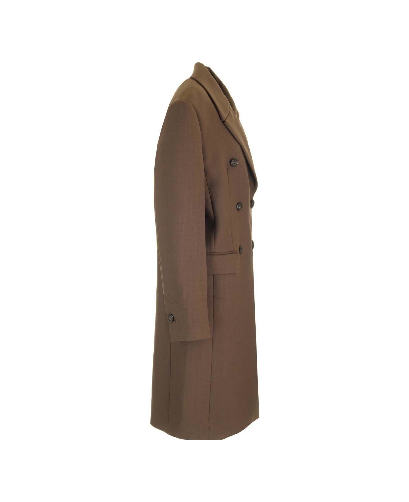 Totême Broad Double-breasted Midi Coat - 213 BARK