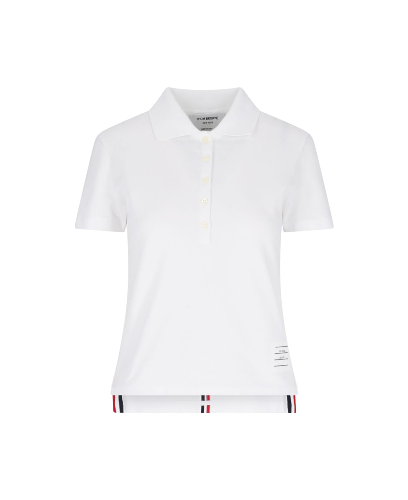 Thom Browne Polo Shirt With Tricolor Detail On The Back - White