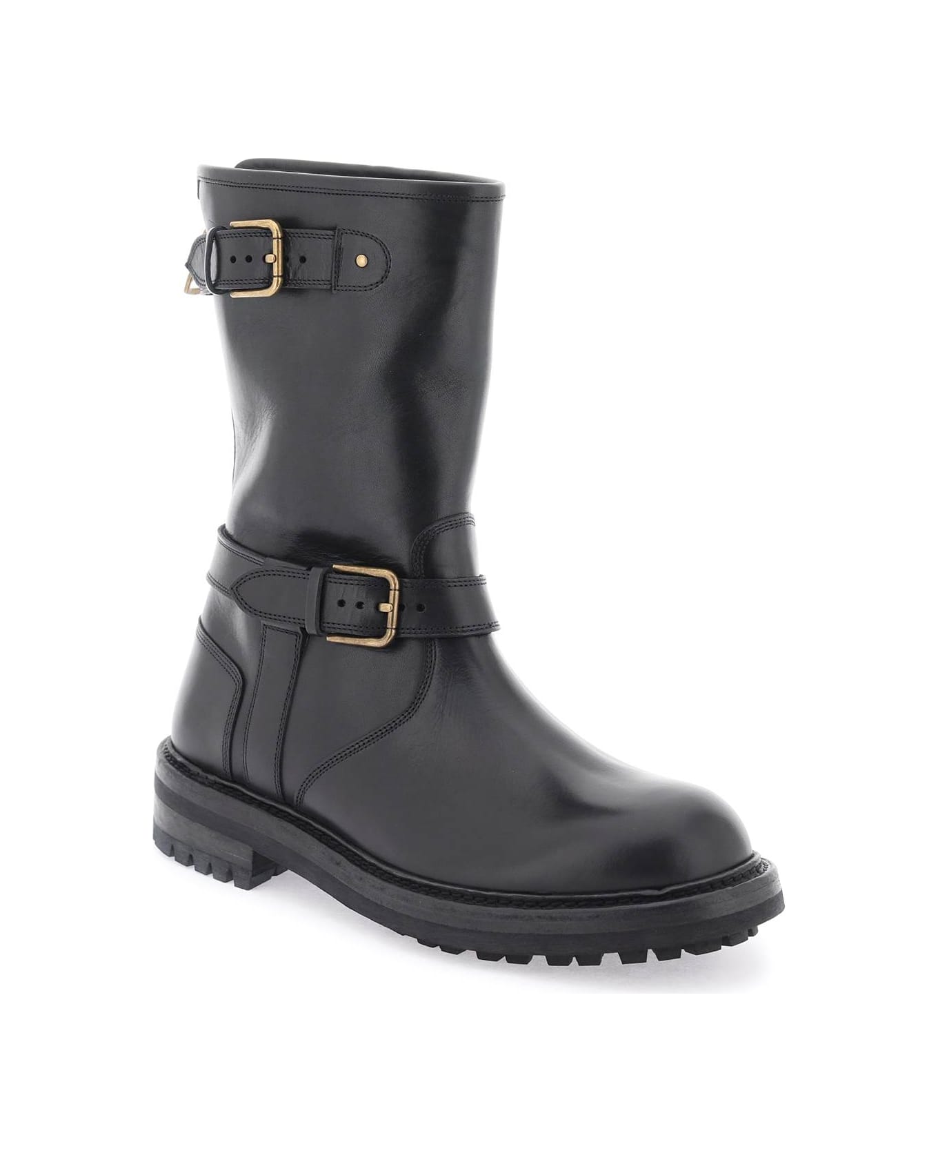 Dolce & Gabbana Leather Biker Boots - NERO (Black) ブーツ