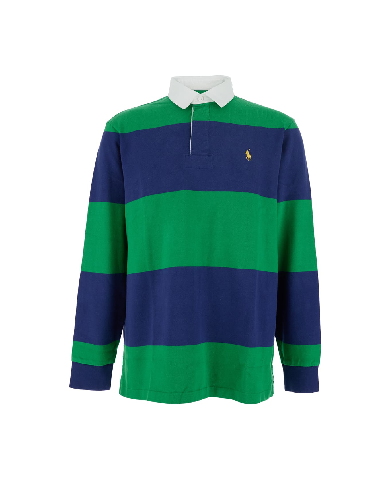 Polo Ralph Lauren "rugby Fit" Multicolor Polo Shirt With Logo Embroidery On The Front And All-over Striped Motif In Cotton Man - Multicolor