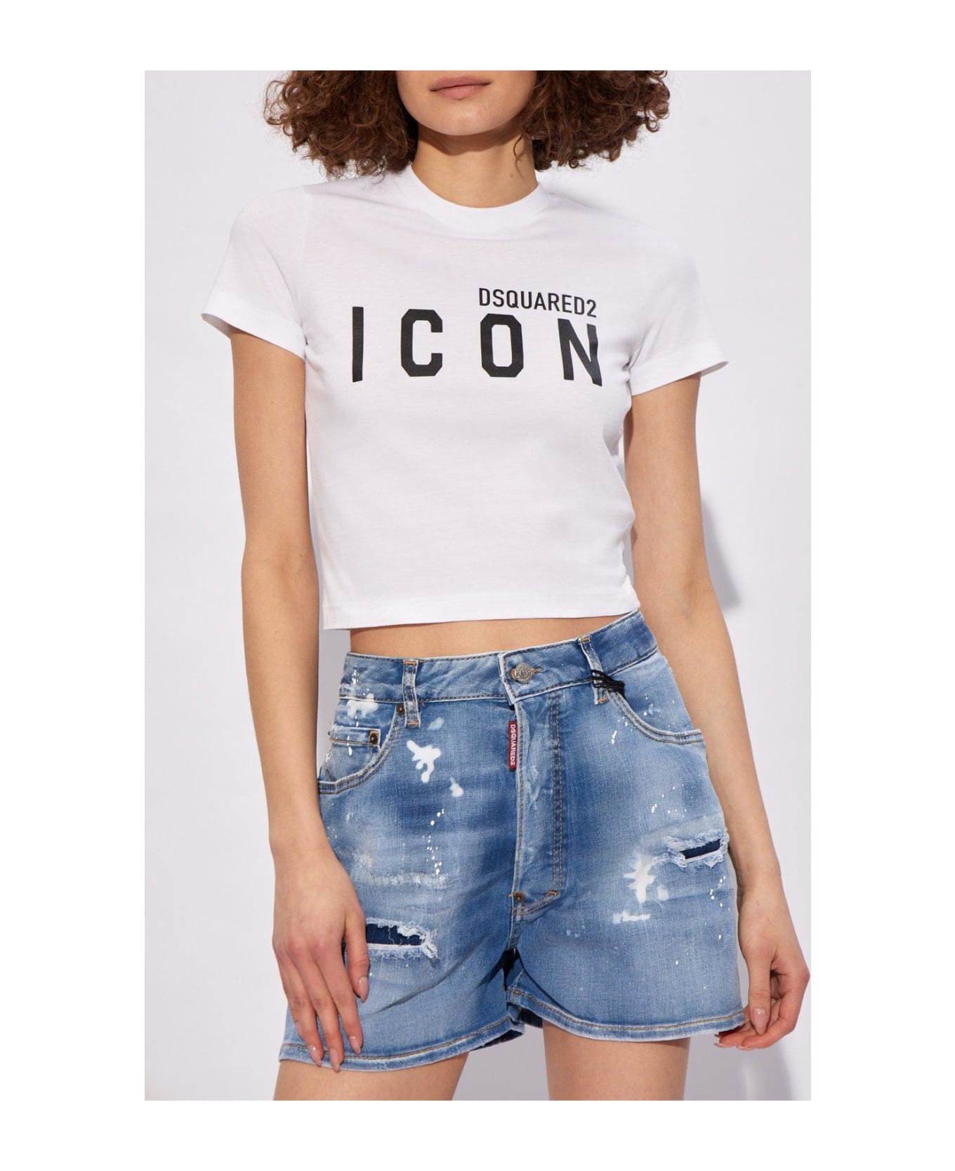 Dsquared2 Logo Printed Cropped T-shirt - White