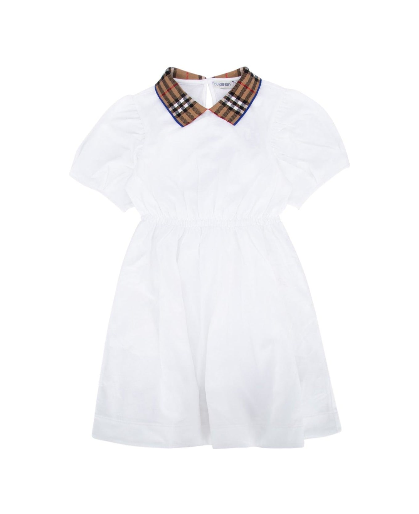 Burberry Check-collar Short-sleeved Dress - White
