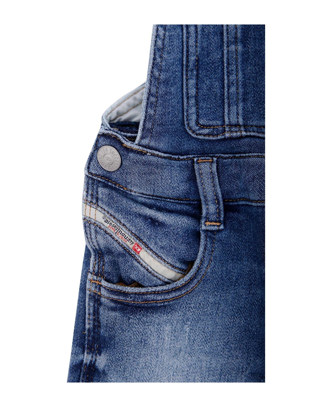 Diesel Denim Dungarees For Babykids With Logo - Denim