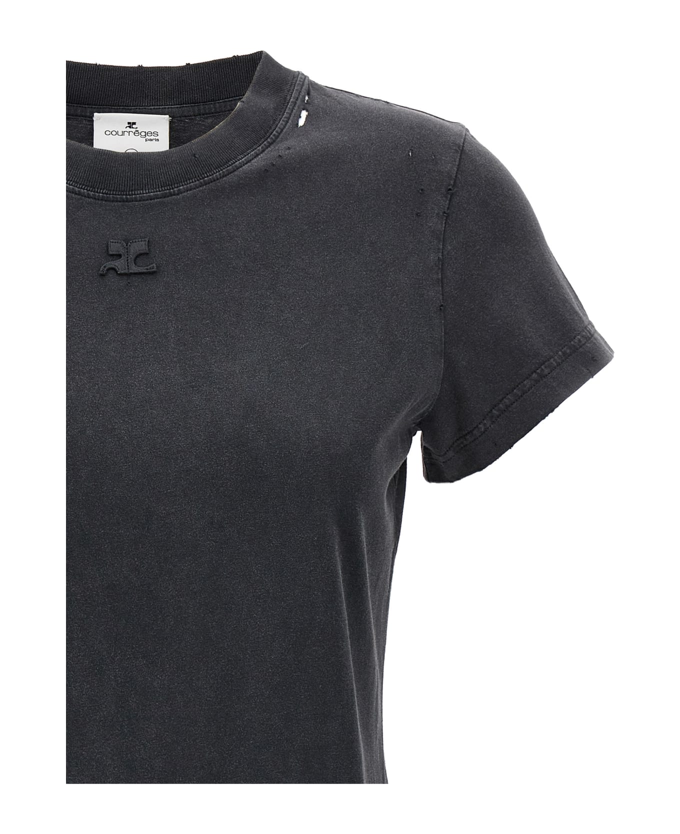 Courrèges 'ac Stone Destroyed' T-shirt - Grey