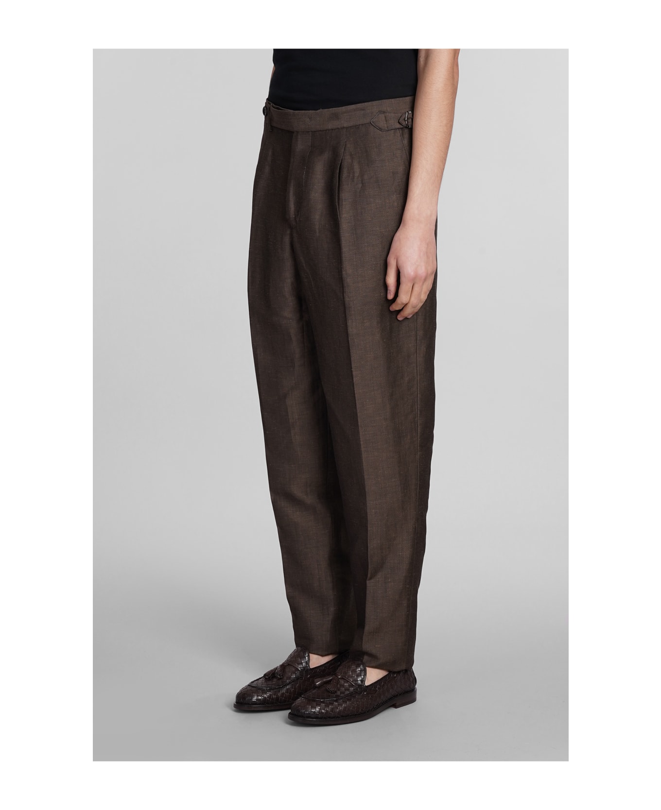Emporio Armani Pants In Brown Wool - brown ボトムス