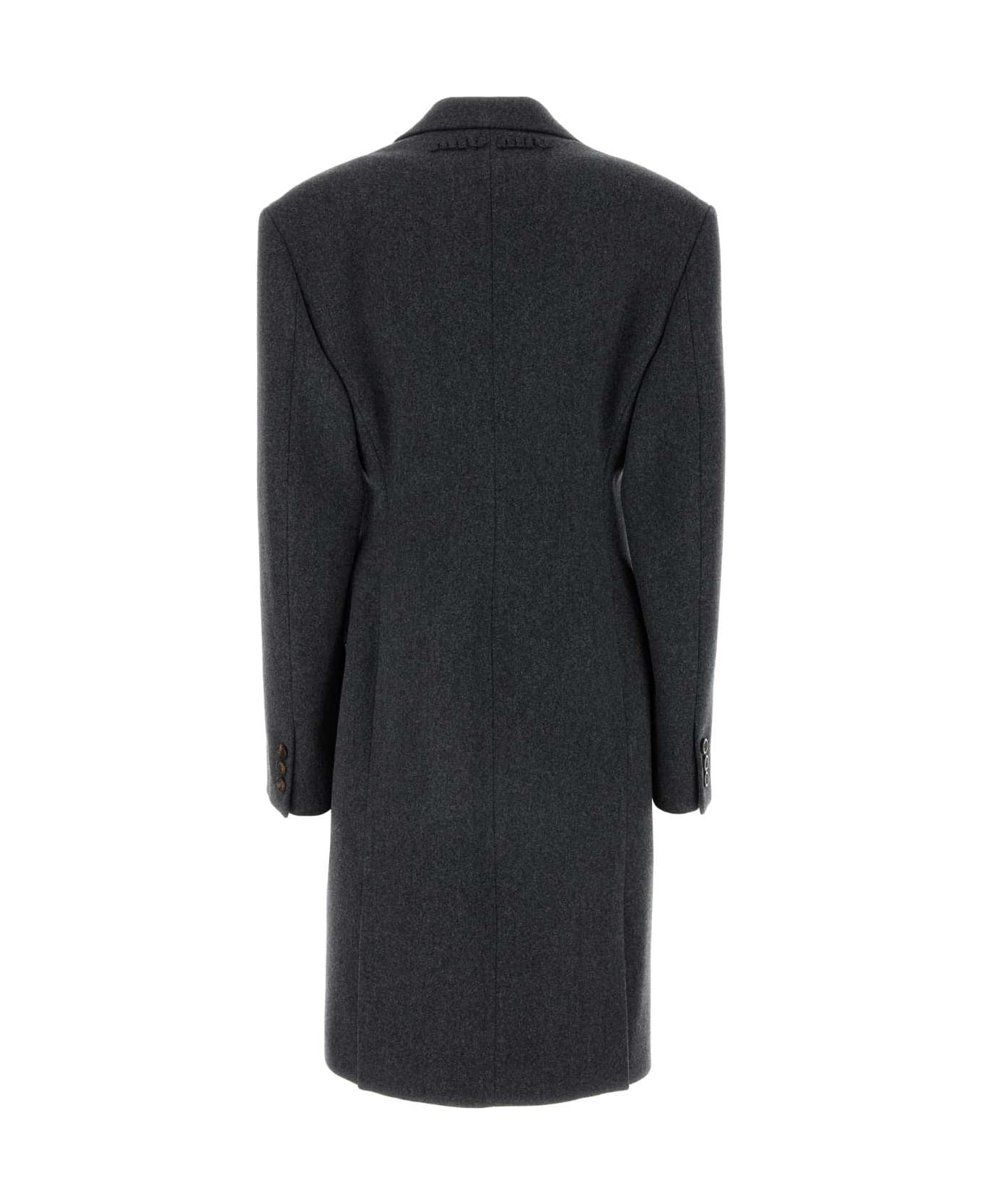 Miu Miu Dark Grey Wool Coat - GRIGIO