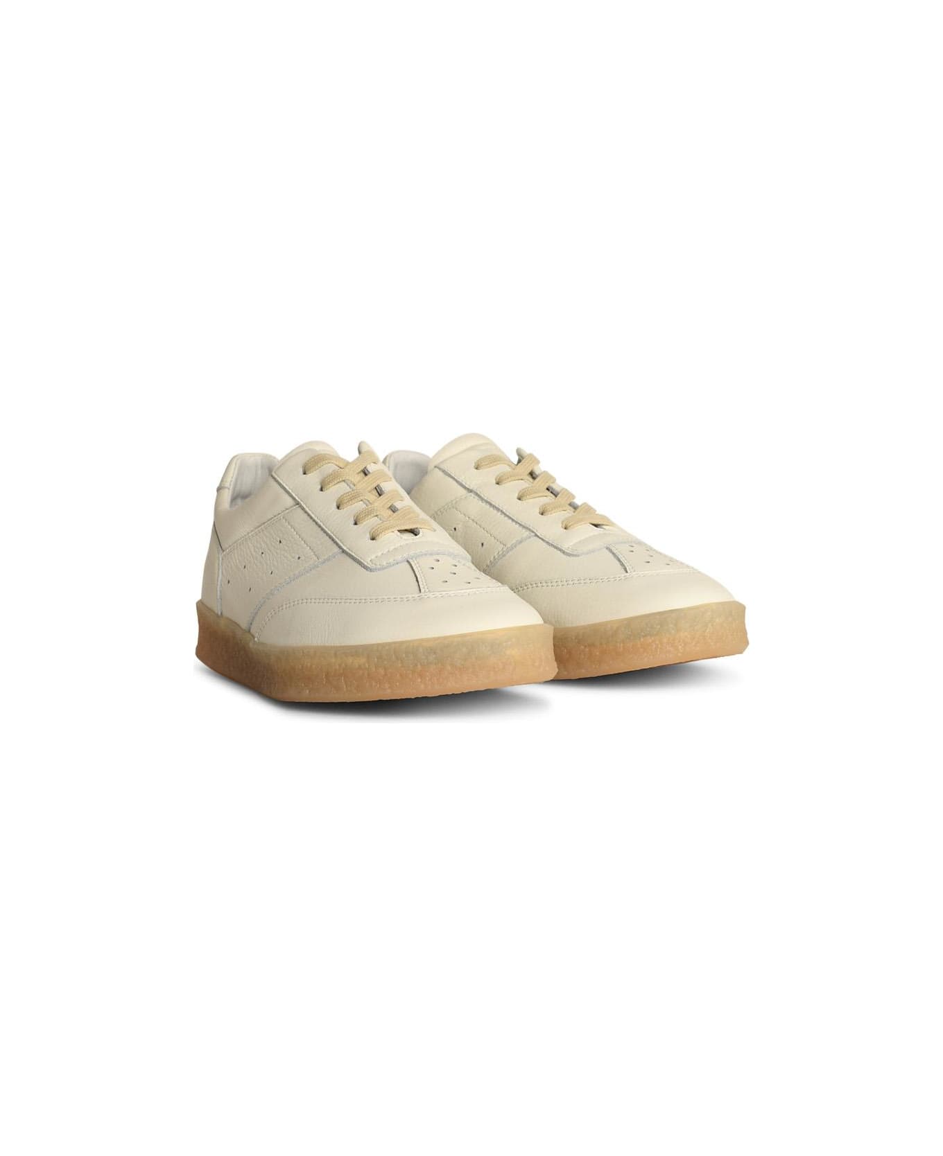 MM6 Maison Margiela White Leather Sneakers - White